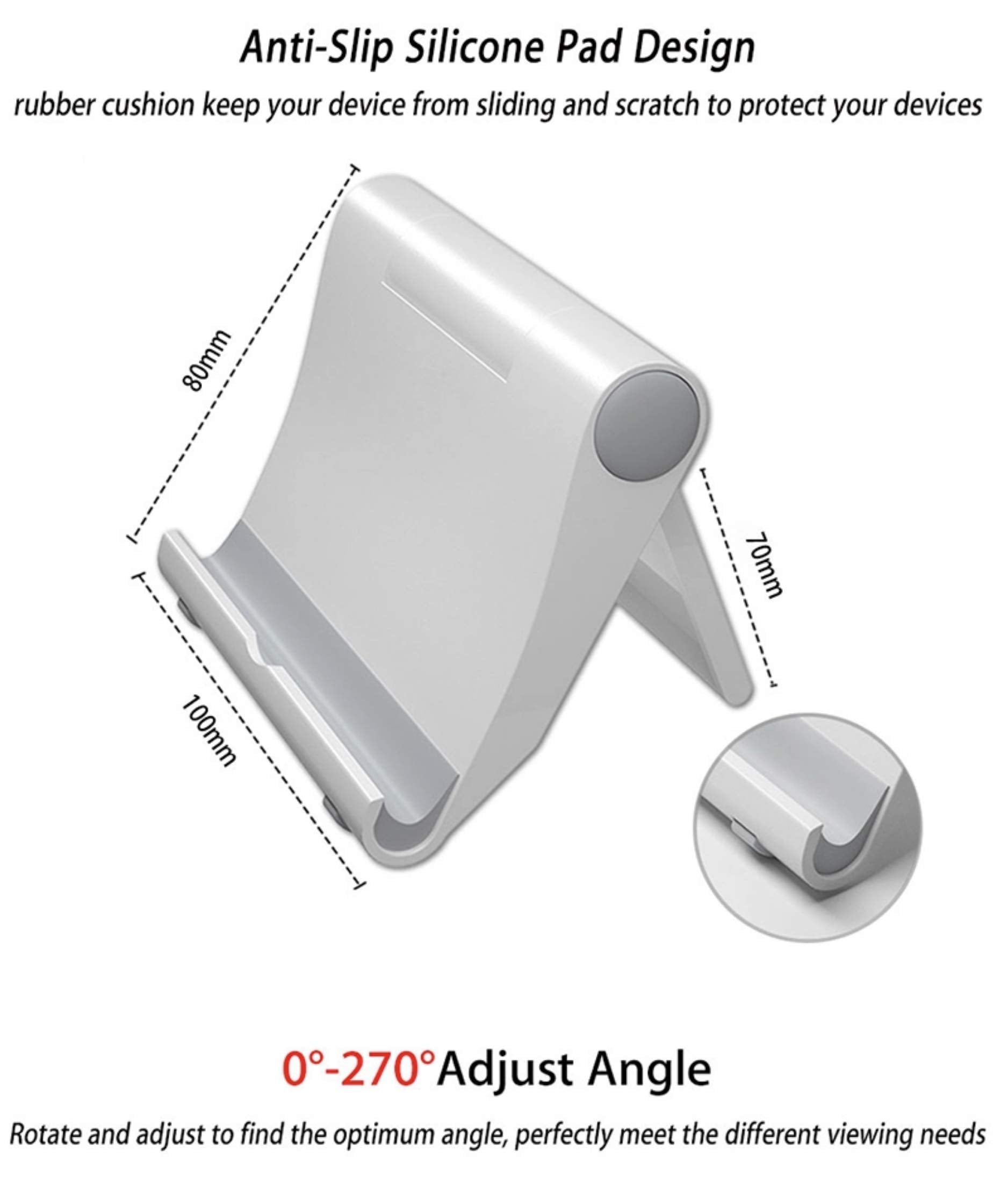 Pokanic Cell Phone Multi-Angle Stand Holder Mount Cradle Organizer Charger Station Tablet Desktop Bed Office School Kitchen Travel Foldable Portable Adjustable Universal Smartphones