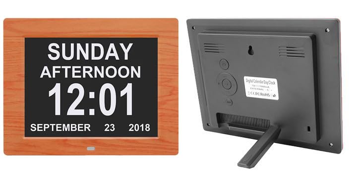 Pokanic Digital Calendar Date Multi Alarm Clock 8 inch Large Display Auto-Dimming Electic Desk Table Wall Mount Office, Home, Kitchen, Room, School, Bedroom, Living Room