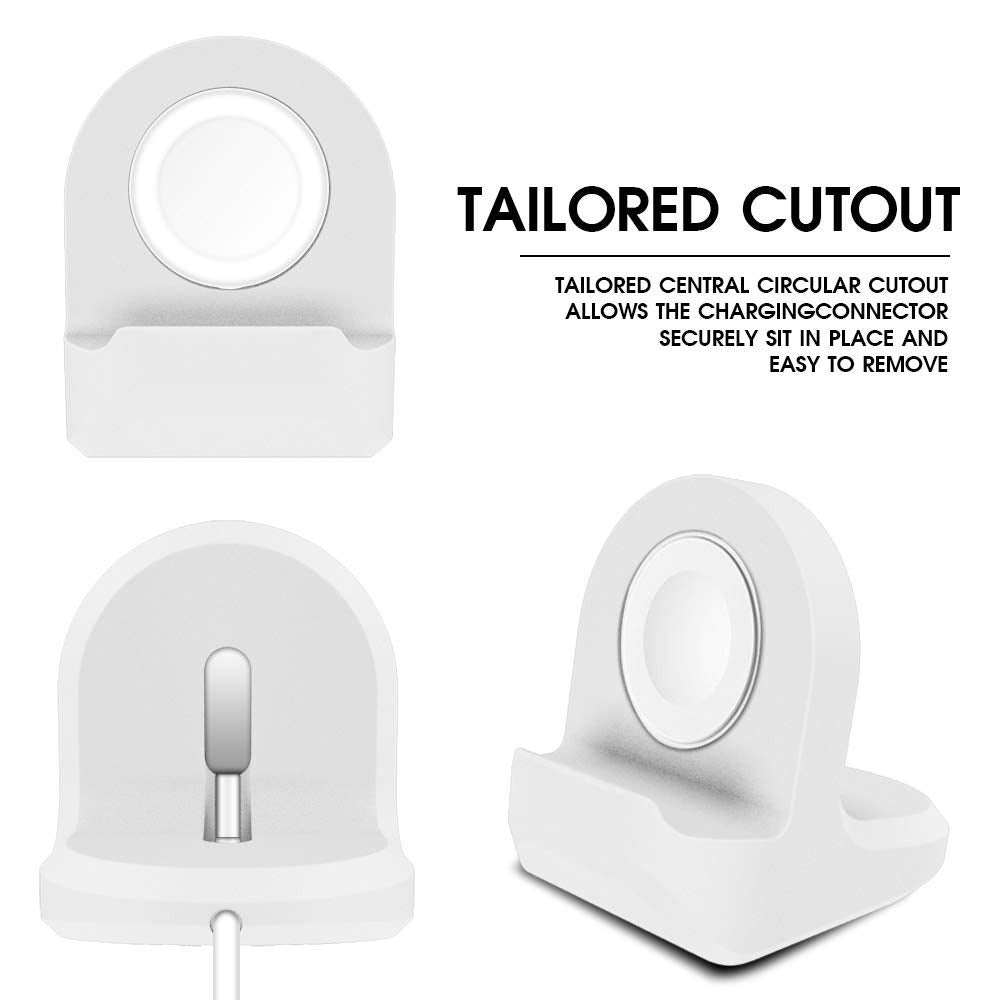 Watch Stand Compatible Apple Watch with All Series and All Models, Silicone Charging Dock with Nightstand Mode and Cable Management Slot, Portable Desk Holder for Home or Travel