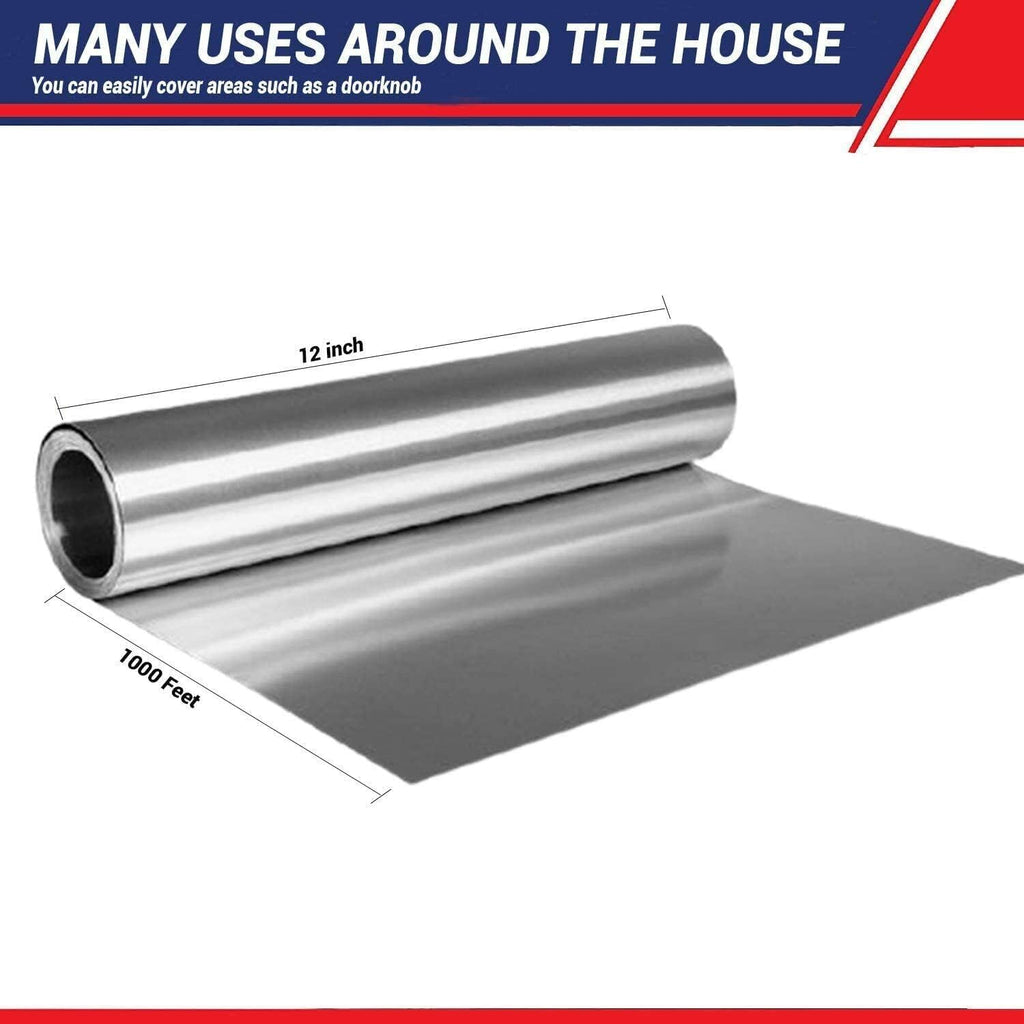 Pokanic Aluminum Foil Wrap Roll 12 in x1000 Feet Long | Industrial Size and Strength | Commercial Grade & Length Foil Wrap for Food Service Industry and Home Use| Strong Silver
