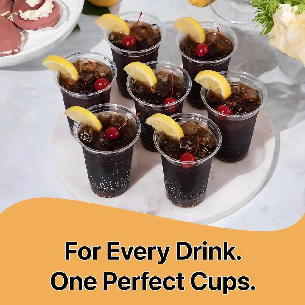 Pokanic Plastic Clear Cups [16 oz] x [25 Cups] Disposable Cold Beverage Drinking Iced Coffee Water Juice Tea Party Travel Cafe Restaurant School Office Home Kitchen