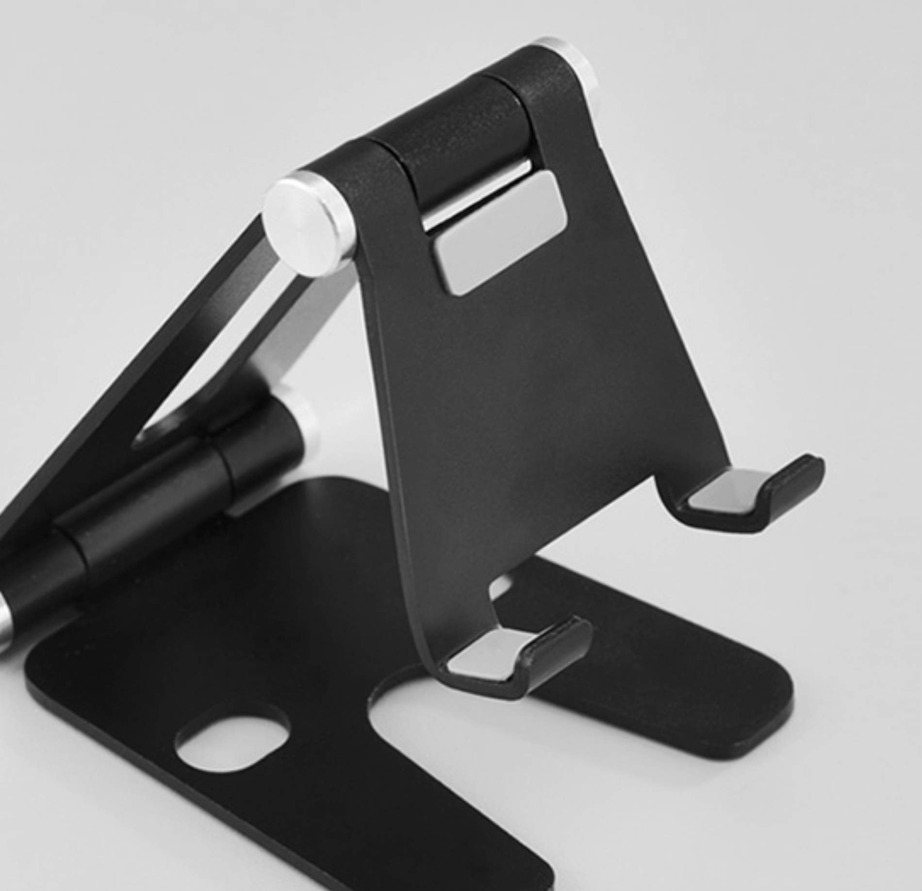 POKANIC Cell Phone Fully Foldable Stand Dock Holder Cradle Mount Organizer Charger Station Table Desk Office School Kitchen Travel Portable Adjustable Multi-Angle Aluminum Pouch