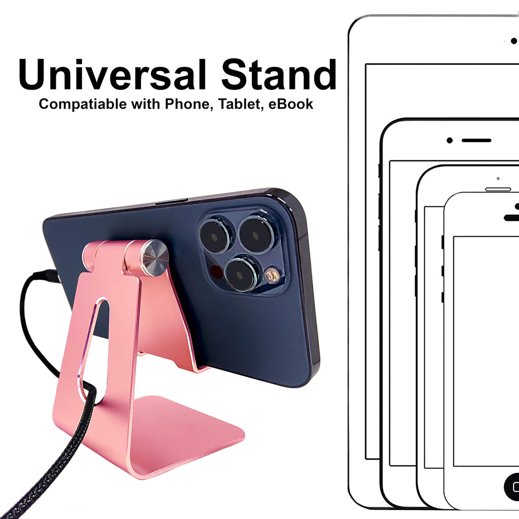 Pokanic Phone & Tablet Stand Adjustable Multi‑Angle Aluminum Phone & Tablet Stand Non‑Slip Dock/Cradle/Charging Station for Desktop, Bed, Kitchen, Office