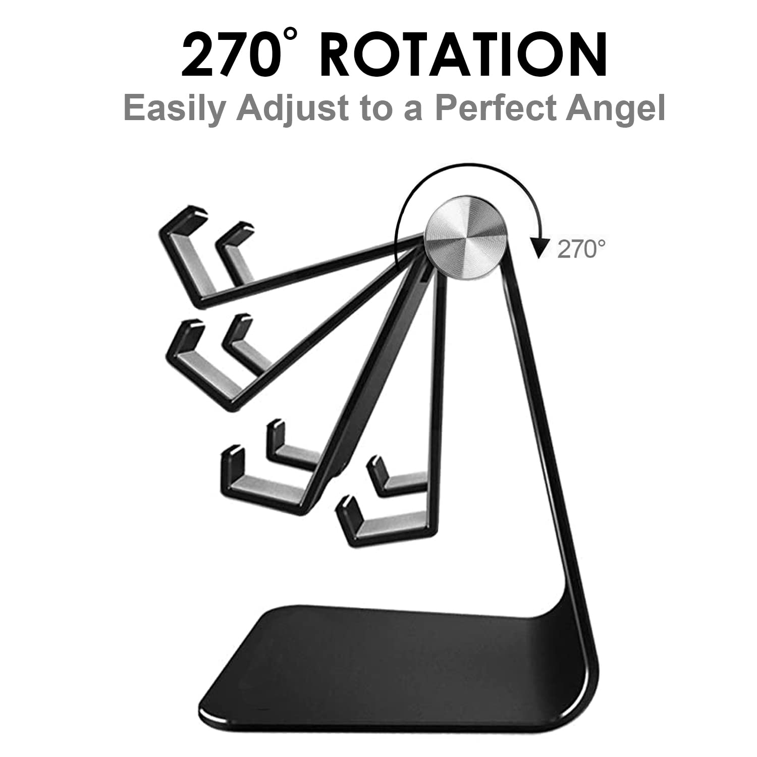 Pokanic Phone & Tablet Stand Adjustable Multi‑Angle Aluminum Phone & Tablet Stand Non‑Slip Dock/Cradle/Charging Station for Desktop, Bed, Kitchen, Office