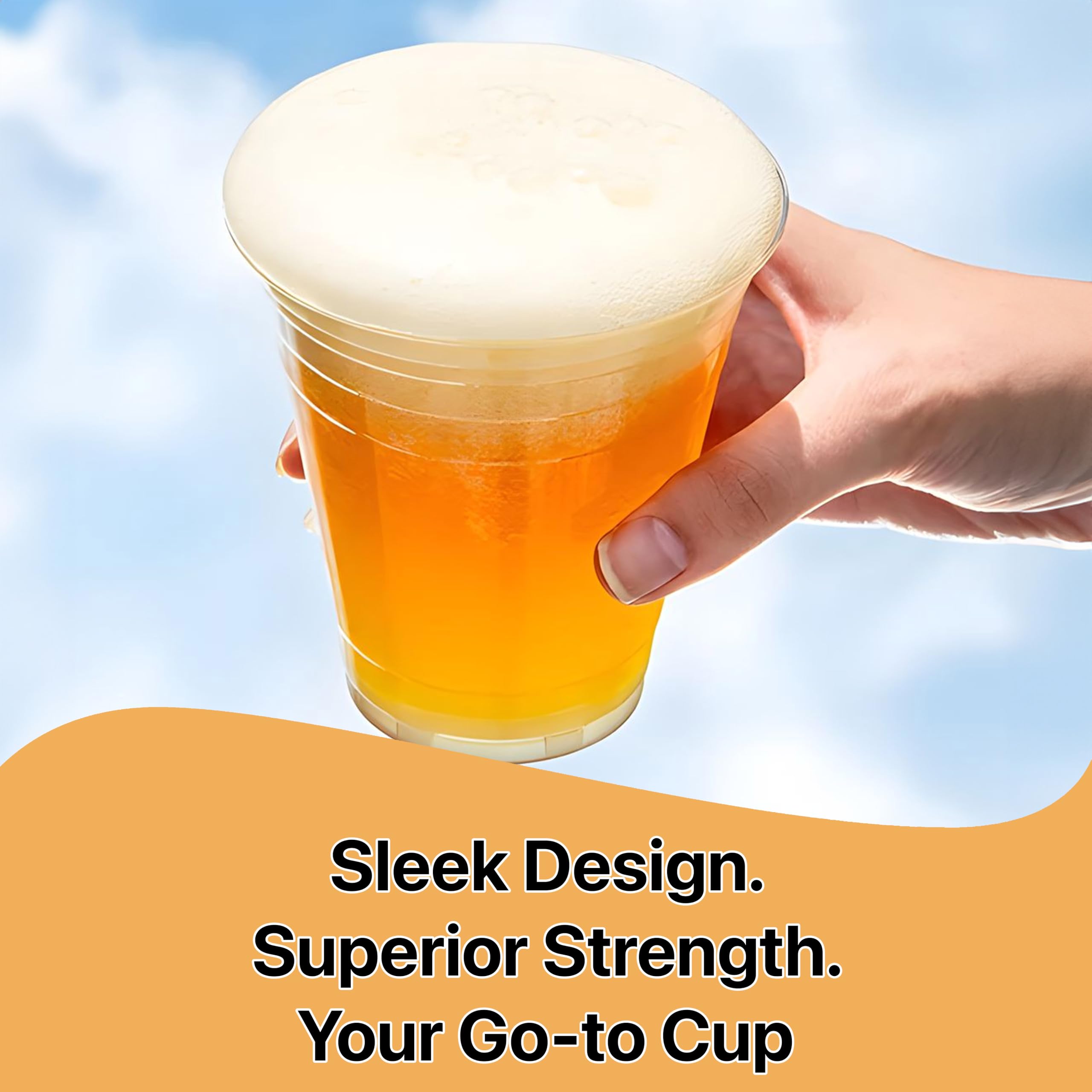 Pokanic Plastic Clear Cups [16 oz] x [25 Cups] Disposable Cold Beverage Drinking Iced Coffee Water Juice Tea Party Travel Cafe Restaurant School Office Home Kitchen