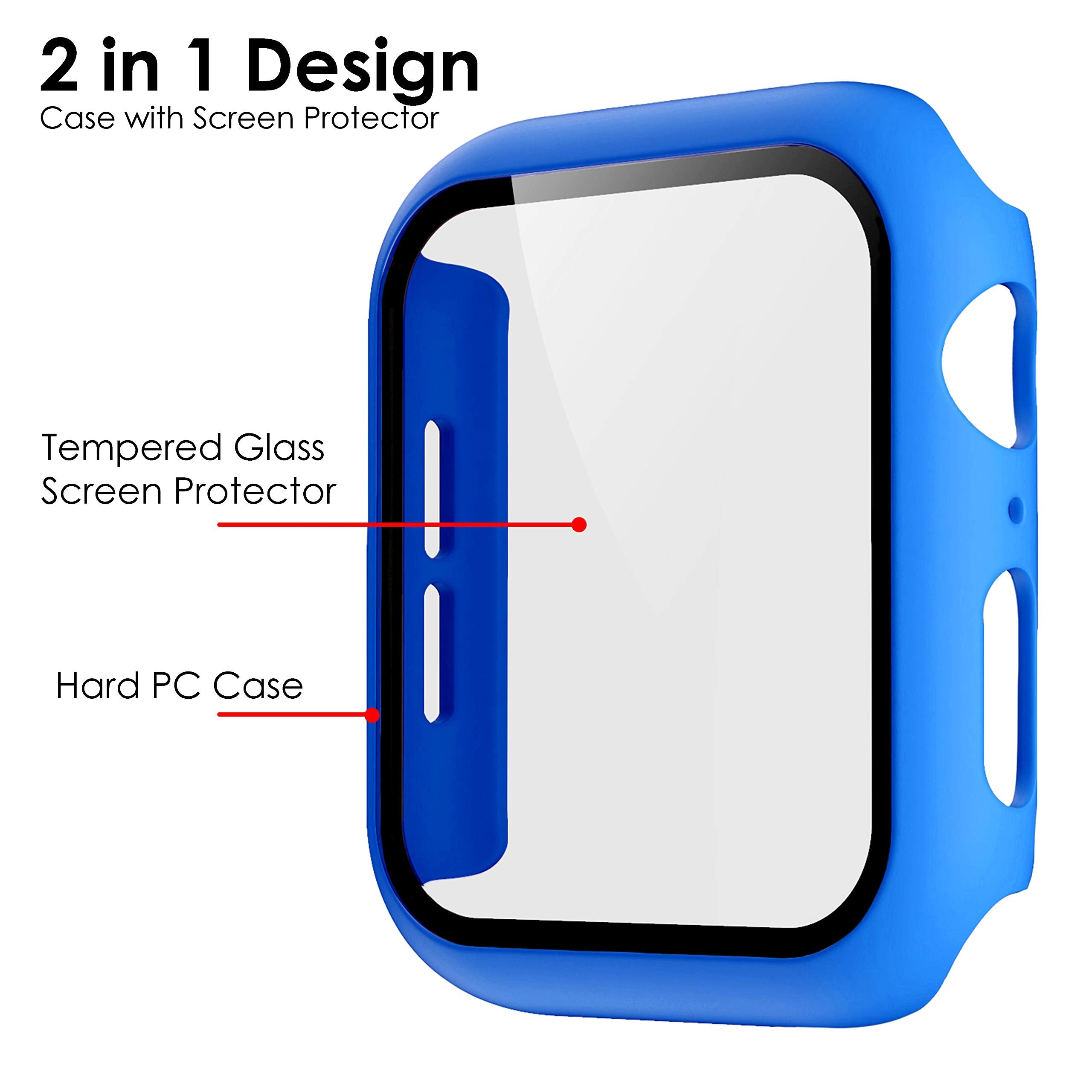 Pokanic [2 Pack Compatible with Apple Watch 9 8 7 6 5 4 3 2 1 SE Series iWatch 9H Tempered Glass Case Full Screen Protector Cover Scratch