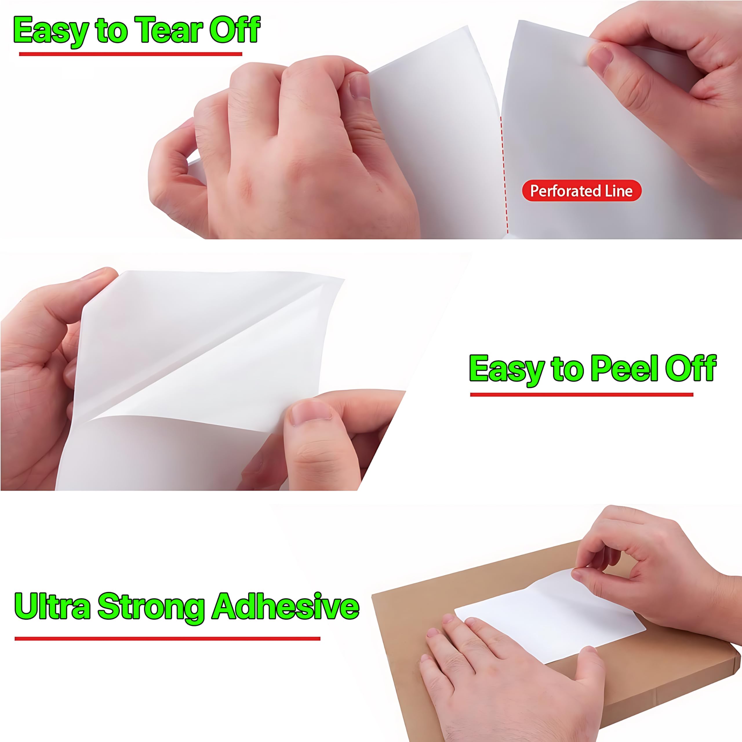 Pokanic Fanfold 4 x 6 inch Thermal Labels Stack Direct White Strong Adhesive Perforated Postage Shipping Printer Compatible with Zebra SNBC Epson Rollo