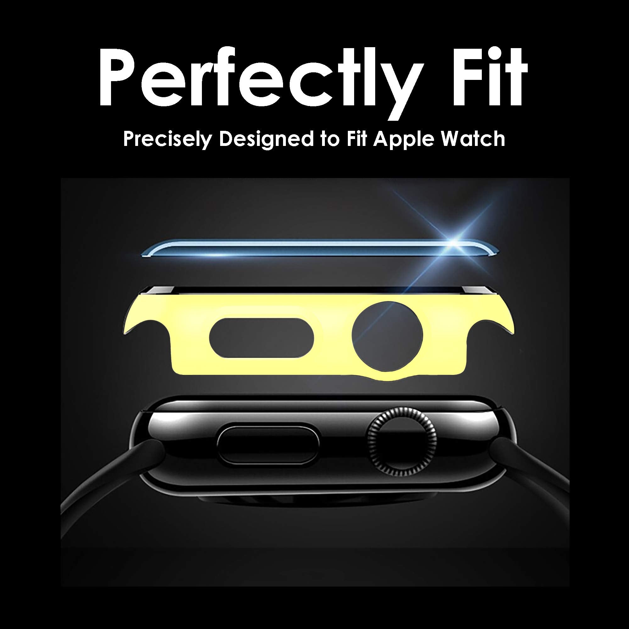Pokanic [2 Pack Compatible with Apple Watch 9 8 7 6 5 4 3 2 1 SE Series iWatch 9H Tempered Glass Case Full Screen Protector Cover Scratch