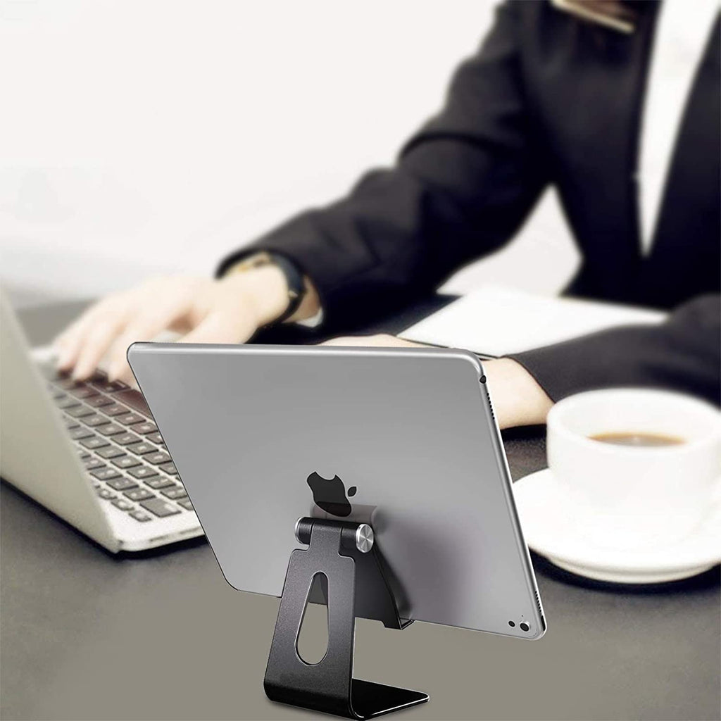 Pokanic Phone & Tablet Stand Adjustable Multi‑Angle Aluminum Phone & Tablet Stand Non‑Slip Dock/Cradle/Charging Station for Desktop, Bed, Kitchen, Office