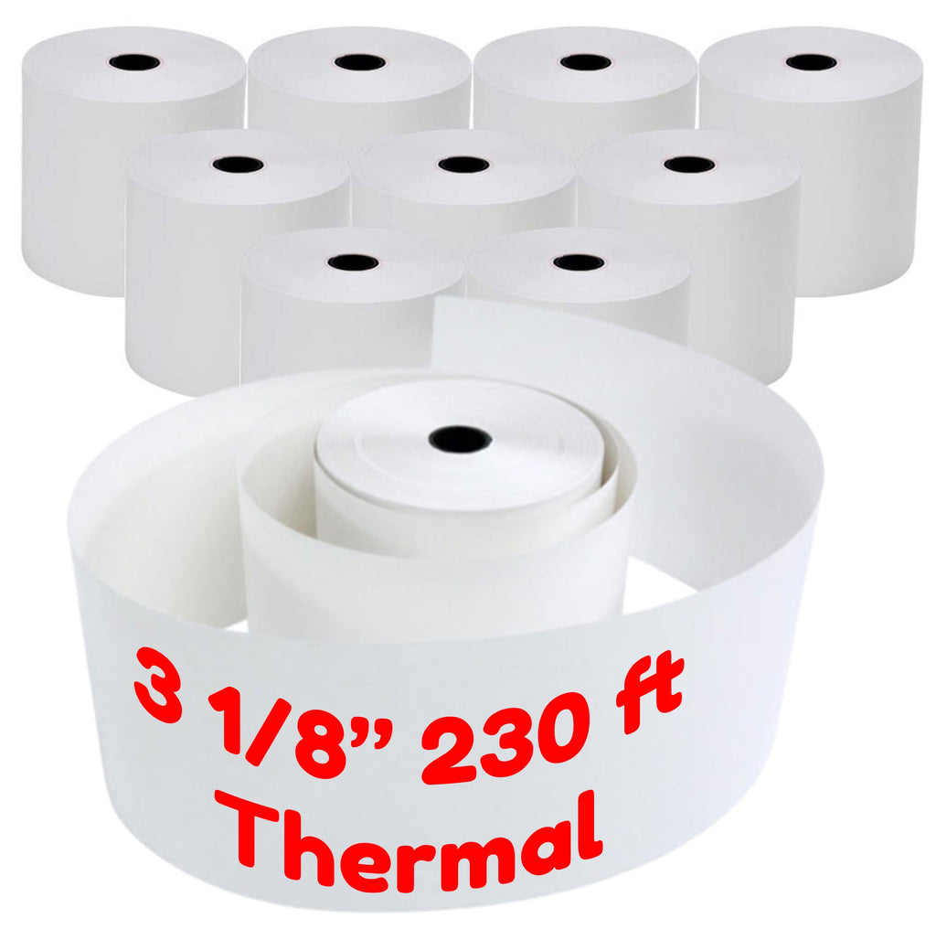Pokanic Thermal Receipt Paper Rolls [3 1/8/" x 230'] x [30 Rolls] Compatible with Clover Mini Mobile Square POS System Credit Card Machine Calculators Star Printers