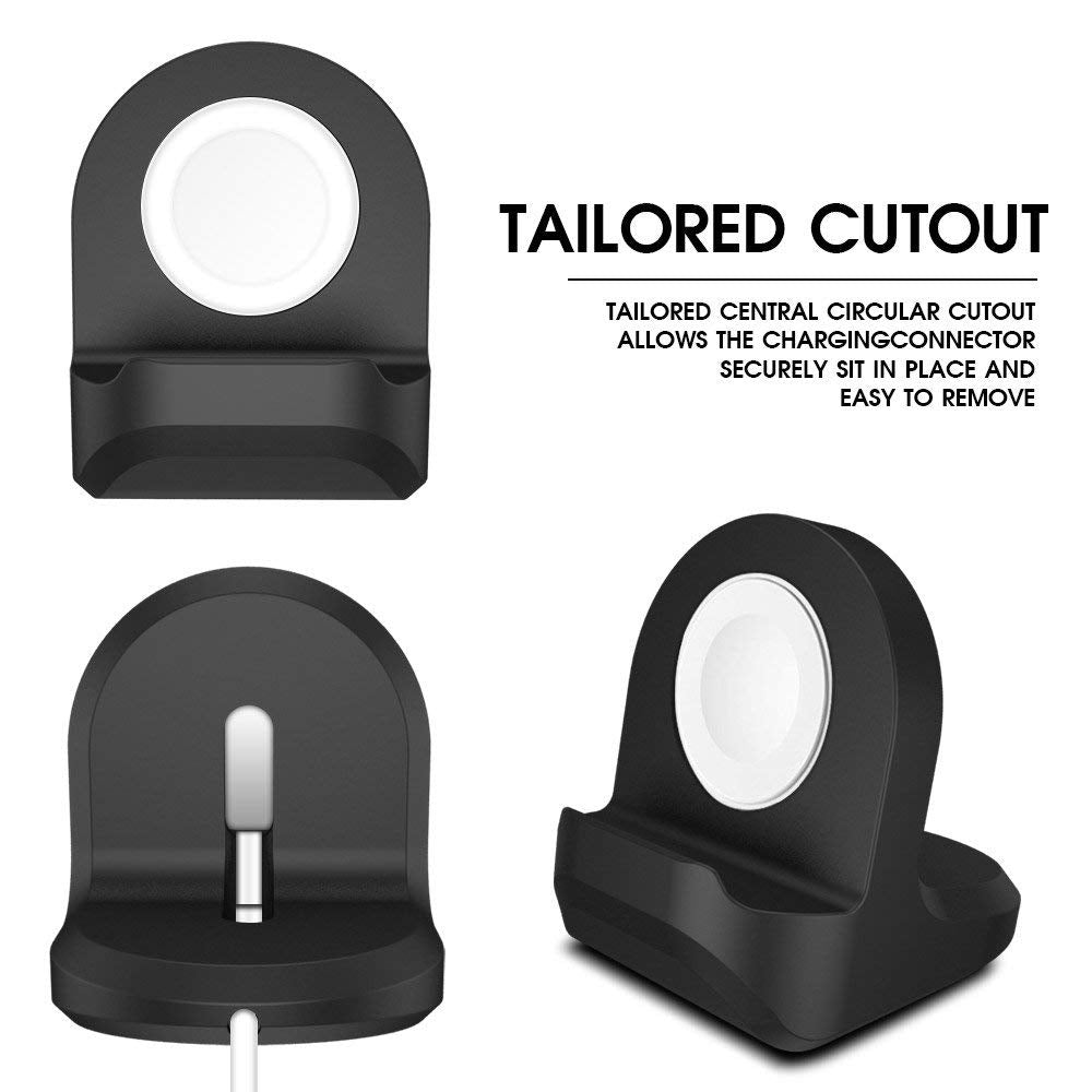 Watch Stand Compatible Apple Watch with All Series and All Models, Silicone Charging Dock with Nightstand Mode and Cable Management Slot, Portable Desk Holder for Home or Travel