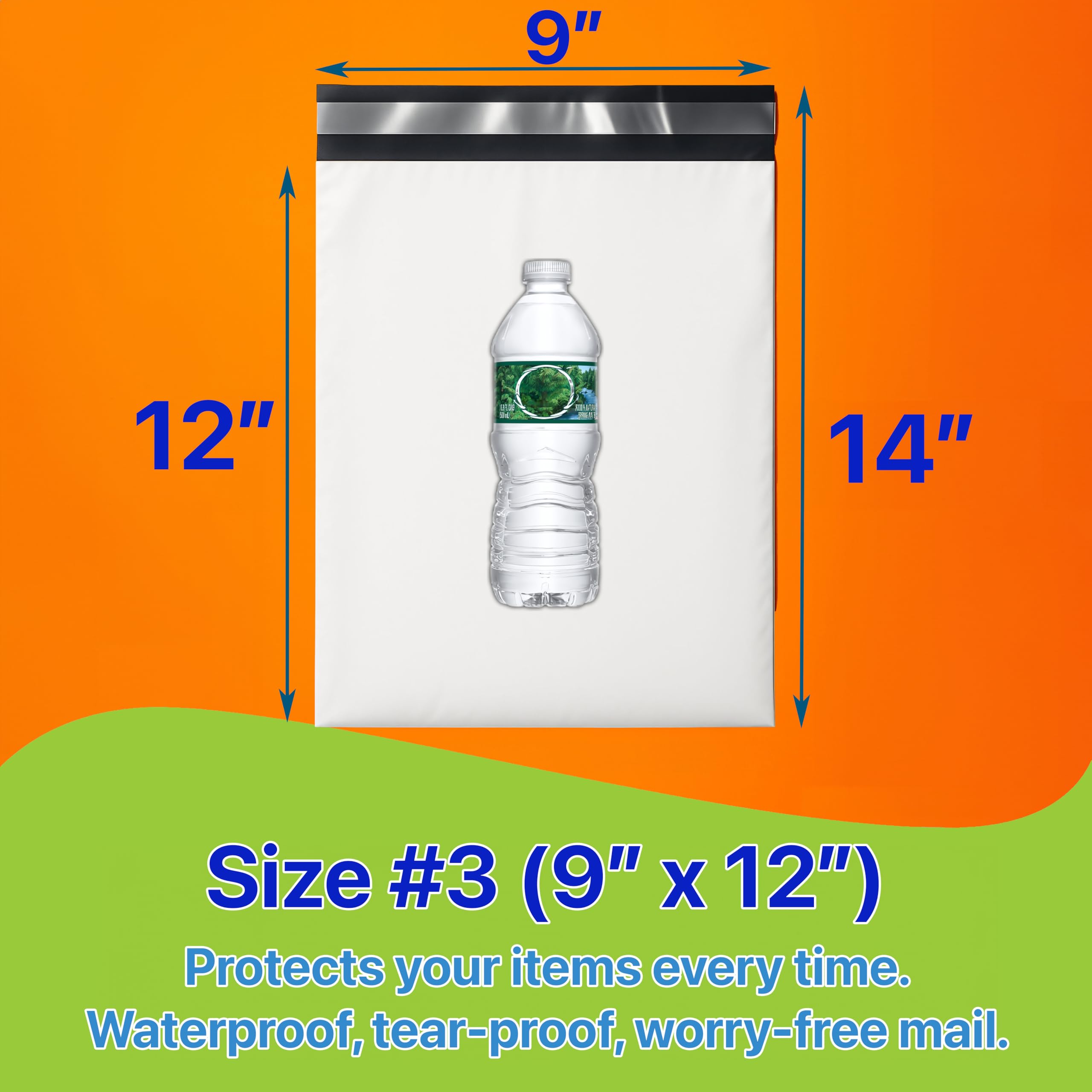 Pokanic Poly Mailers White Bags [Size #5] - [12" x 15.5"] x [100 Pack] 2 mil, Shipping Envelope Self-Sealing Envelopes Plastic Mailing Durable Water-Resistant Strong Adhesive
