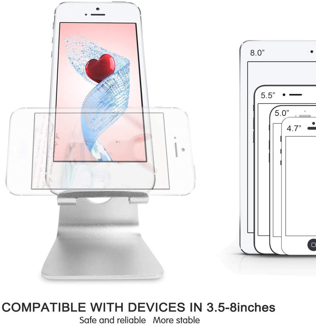 Pokanic Phone & Tablet Stand Adjustable Multi‑Angle Aluminum Phone & Tablet Stand Non‑Slip Dock/Cradle/Charging Station for Desktop, Bed, Kitchen, Office