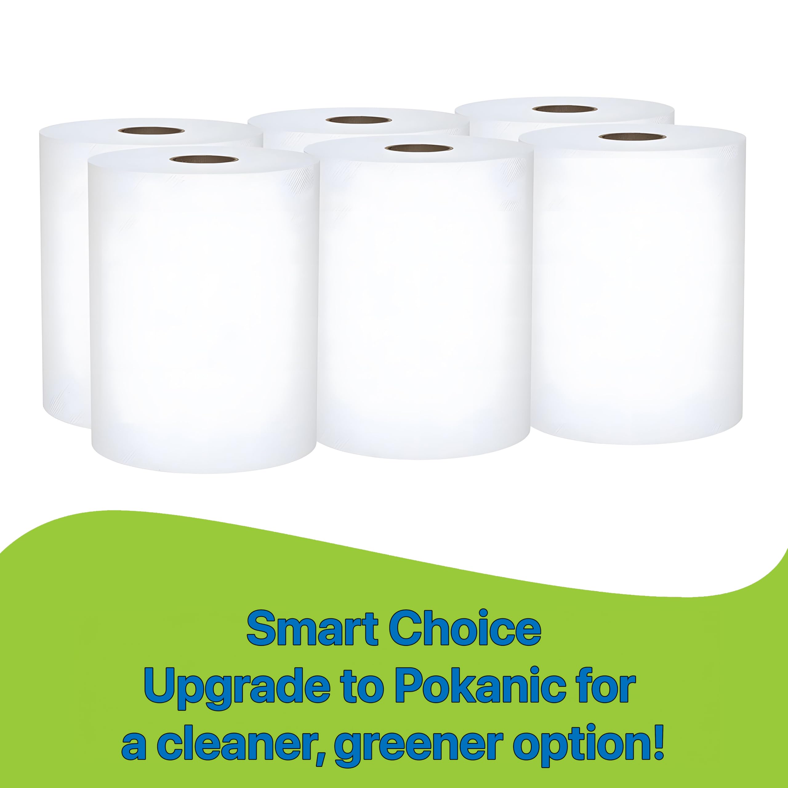 Pokanic Paper Hand Towel 6 Rolls Natural Brown 8" 350 ft 1 Ply Hardwound Universal 100% Recycled Fiber Compatible with Tork Dispensers Restrooms Kitchen