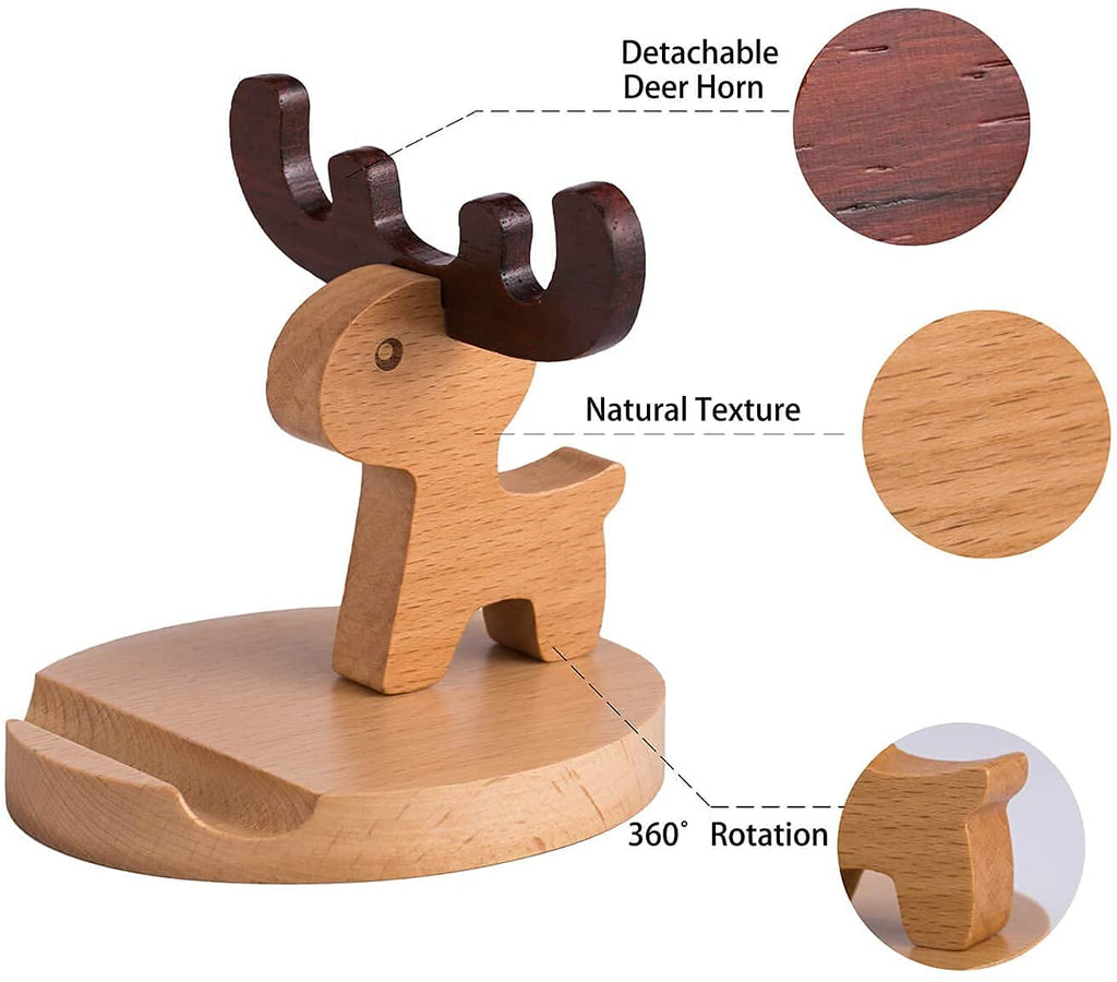 Pokanic Cell Phone Tablet Wooden Stand Dock Holder Cradle Mount Organizer Charger Station Table Desk Room Office School Kitchen Non-Slip Wood
