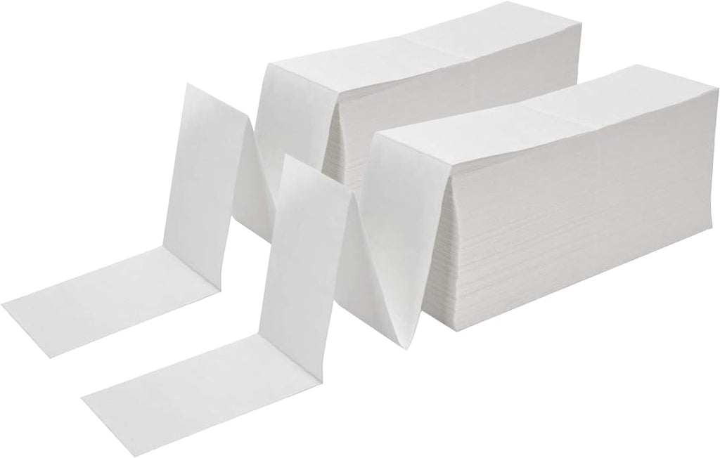 Pokanic Fanfold 4 x 6 inch Thermal Labels Stack Direct White Strong Adhesive Perforated Postage Shipping Printer Compatible with Zebra SNBC Epson Rollo