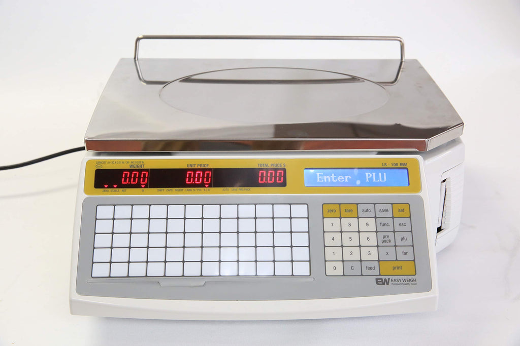 Aquos Commercial Retail Scale LS-100F Label Printing Scale – NTEP Legal for Trade Class III Digital Price Computing Scale | 60 lb Capacity | Ethernet Network | Thermal Label Printer