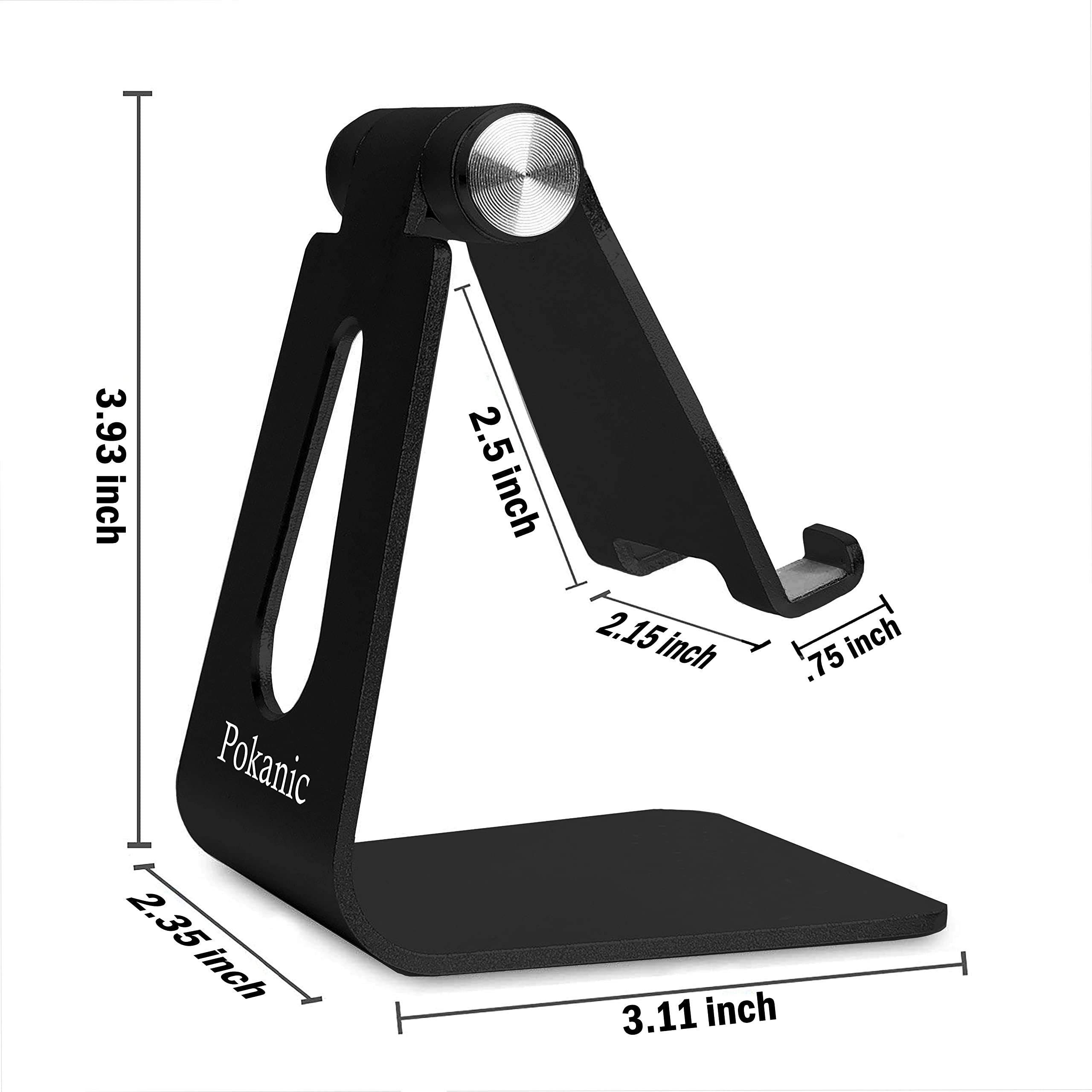 Pokanic Phone & Tablet Stand Adjustable Multi‑Angle Aluminum Phone & Tablet Stand Non‑Slip Dock/Cradle/Charging Station for Desktop, Bed, Kitchen, Office