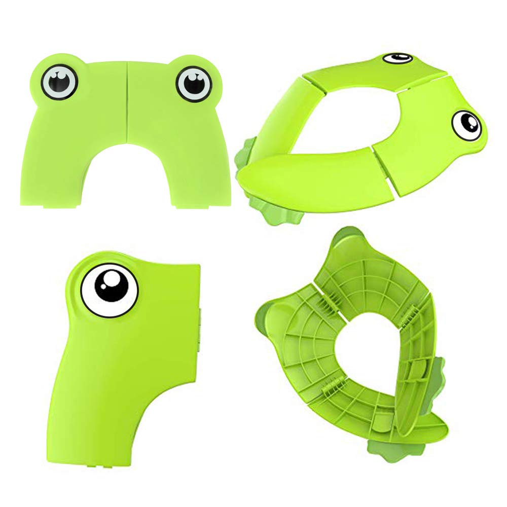 POKANIC Toilet Potty Training Seat Cover, Travel Toilet Seat, Folding Non Slip Silicone Pads, Travel Portable Reusable Kids Toddlers Boys Girls, Carry Bag
