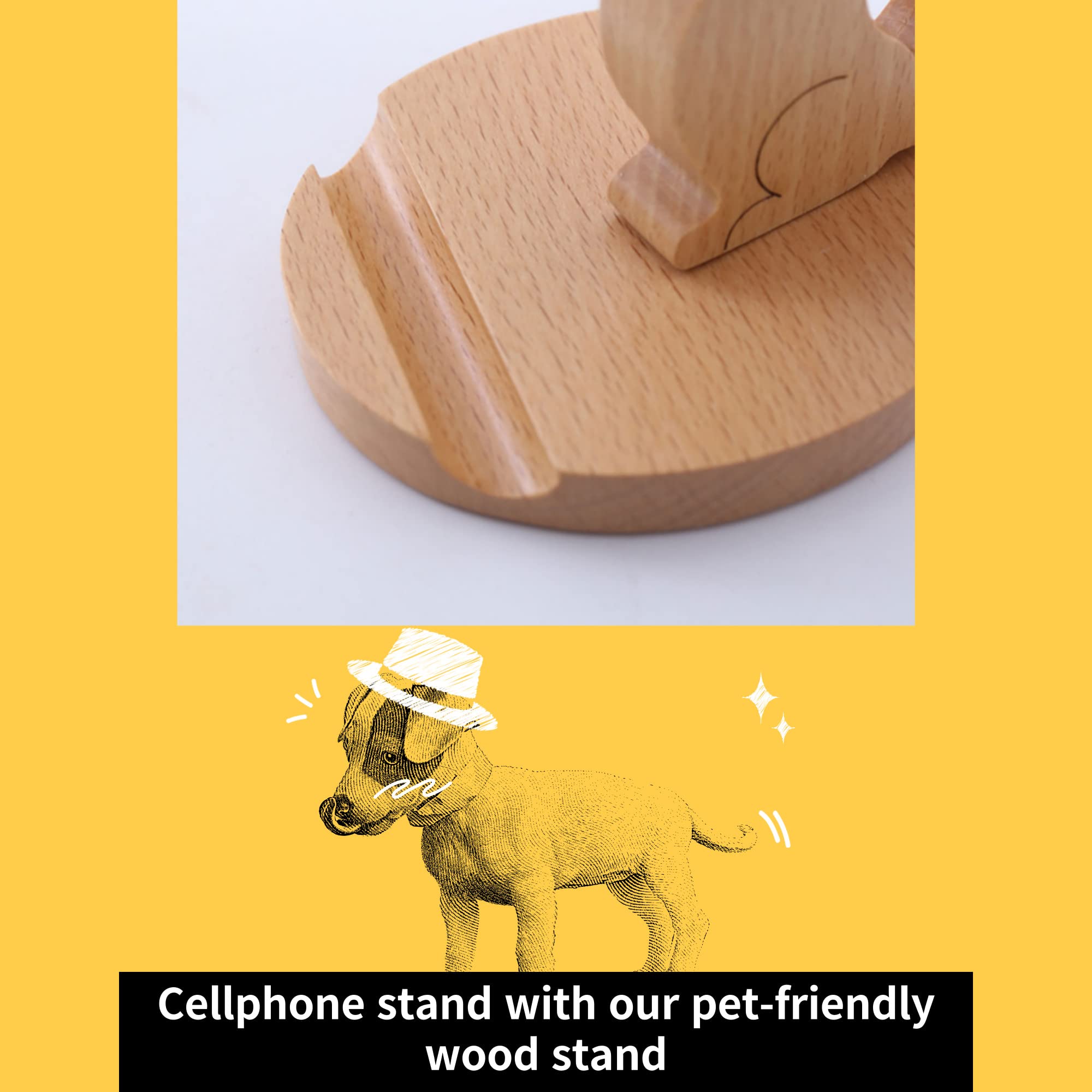 Pokanic Cell Phone Tablet Wooden Stand Dock Holder Cradle Mount Organizer Charger Station Table Desk Room Office School Kitchen Non-Slip Wood