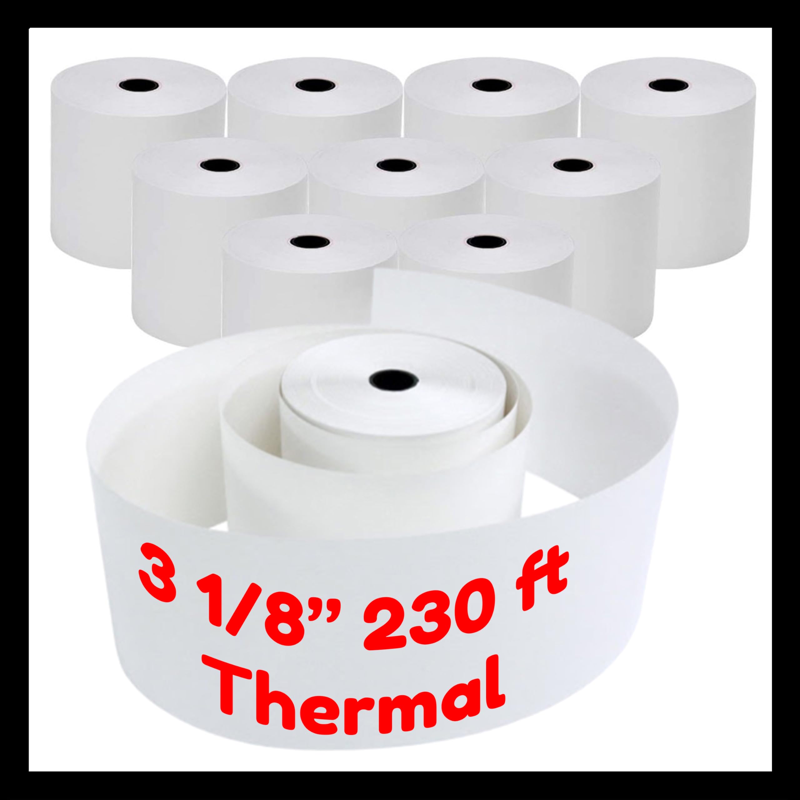 3 1/8 x 230' Thermal Receipt Paper POS Cash Register Calculator Supplies Rolls Individual Packed Made in South KOREA Compatible with Epson, SNBC, Sam4s, Star, Clover Printers