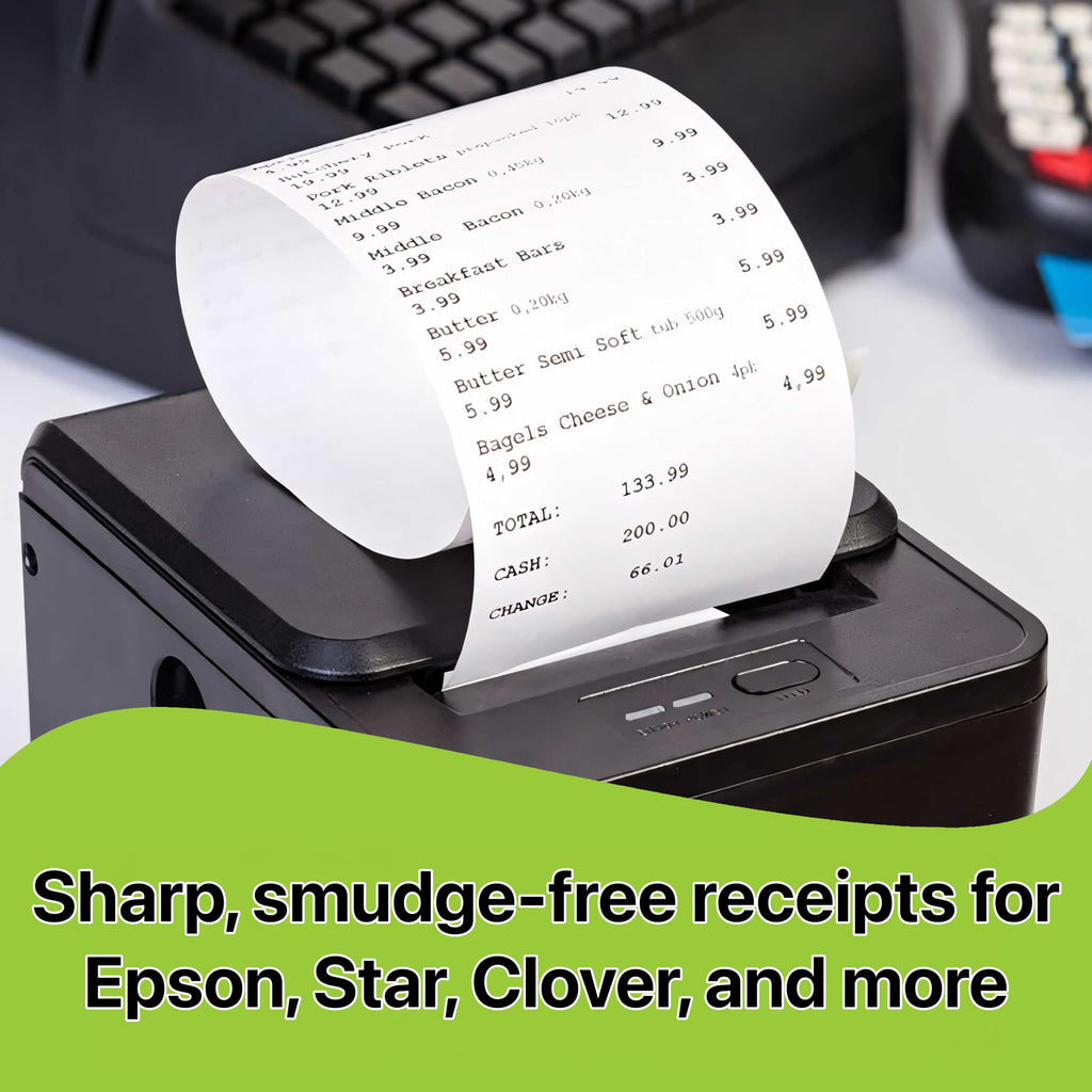 3 1/8 x 230' Thermal Receipt Paper POS Cash Register Calculator Supplies Rolls Individual Packed Made in South KOREA Compatible with Epson, SNBC, Sam4s, Star, Clover Printers