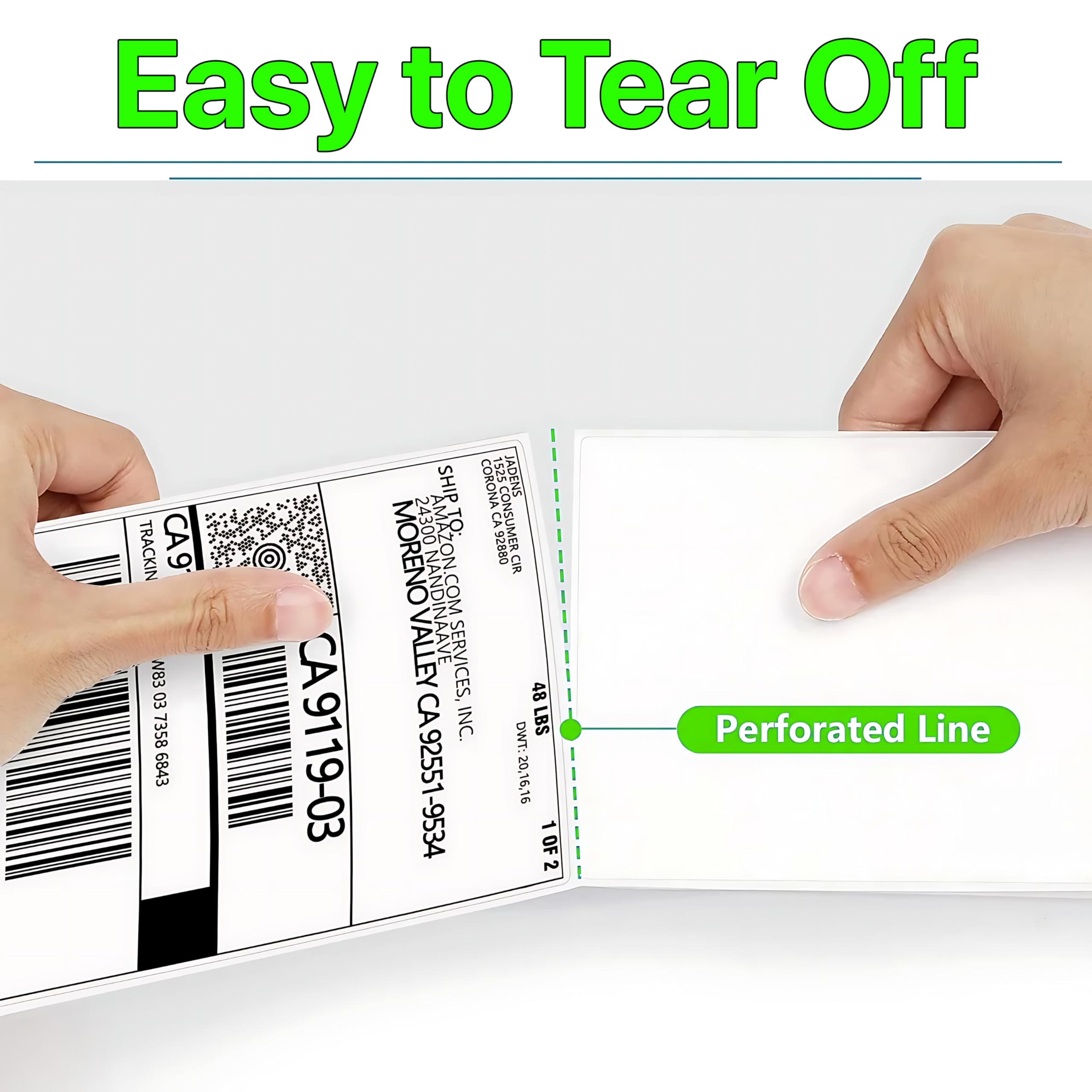Pokanic Fanfold 4 x 6 inch Thermal Labels Stack Direct White Strong Adhesive Perforated Postage Shipping Printer Compatible with Zebra SNBC Epson Rollo
