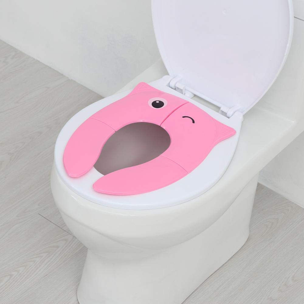 POKANIC Toilet Potty Training Seat Cover, Travel Toilet Seat, Folding Non Slip Silicone Pads, Travel Portable Reusable Kids Toddlers Boys Girls, Carry Bag