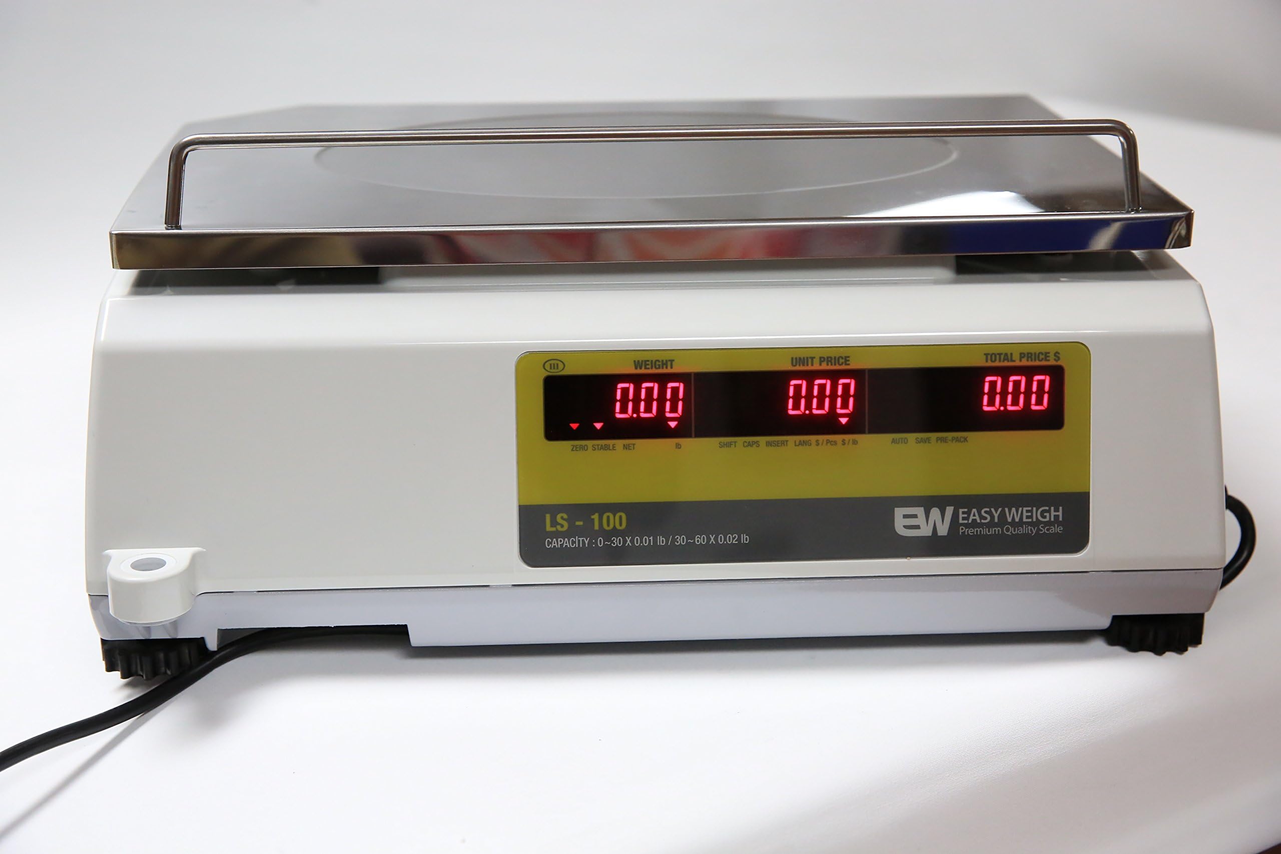 Easy Weigh LS-100 60 LB Dual Range Fast Reliable Price Computing Printing Scale, LED & Alpha Large LCD, NTEP, Heavy Duty, Easy To Program & USE (Standard Display)