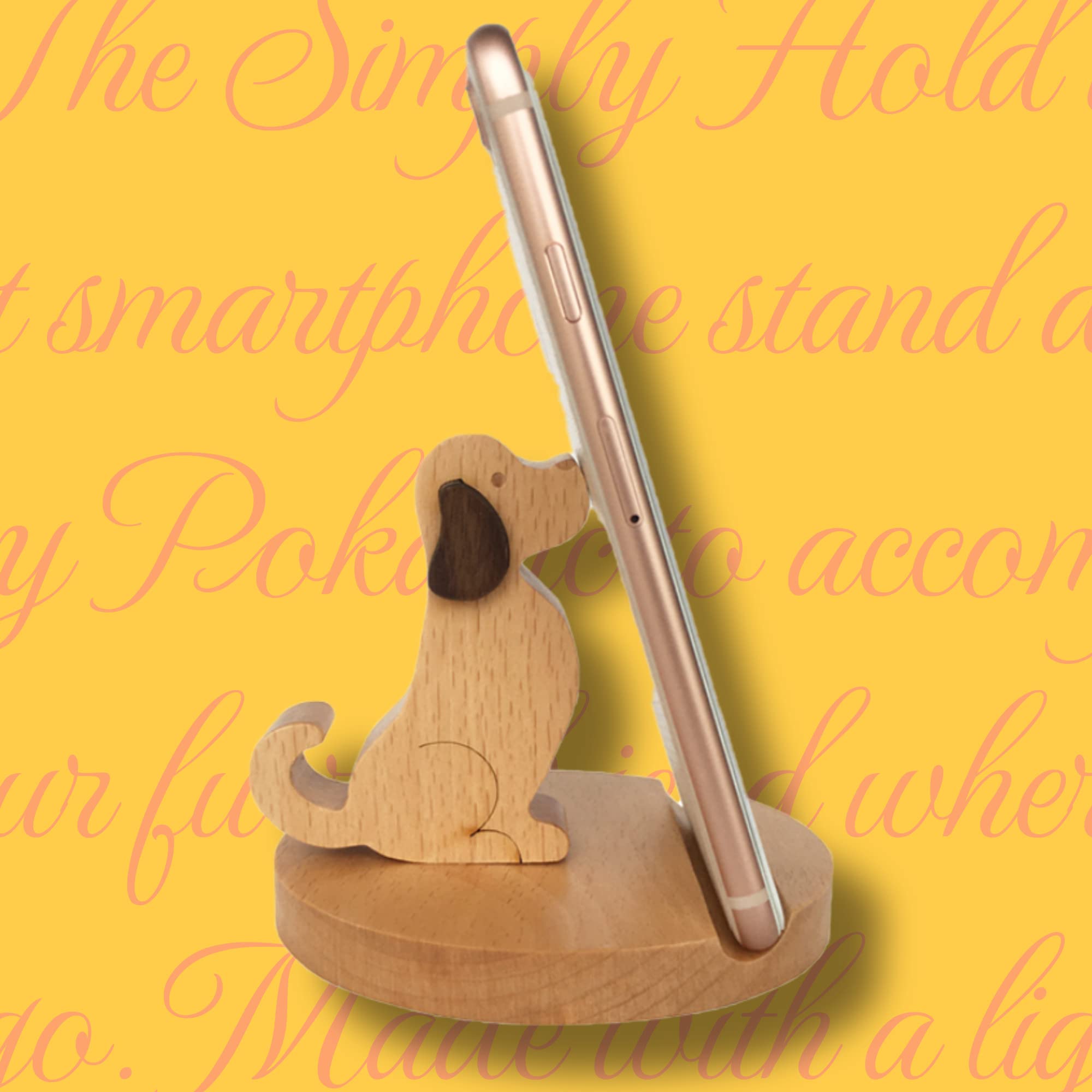 Pokanic Cell Phone Tablet Wooden Stand Dock Holder Cradle Mount Organizer Charger Station Table Desk Room Office School Kitchen Non-Slip Wood
