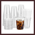 Pokanic Plastic Clear Cups [ oz] with Lids and Straws [ Set] Disposable Cold Beverage Drinking Iced Coffee Water Juice Tea Party Travel Cafe School Office Home Kitchen