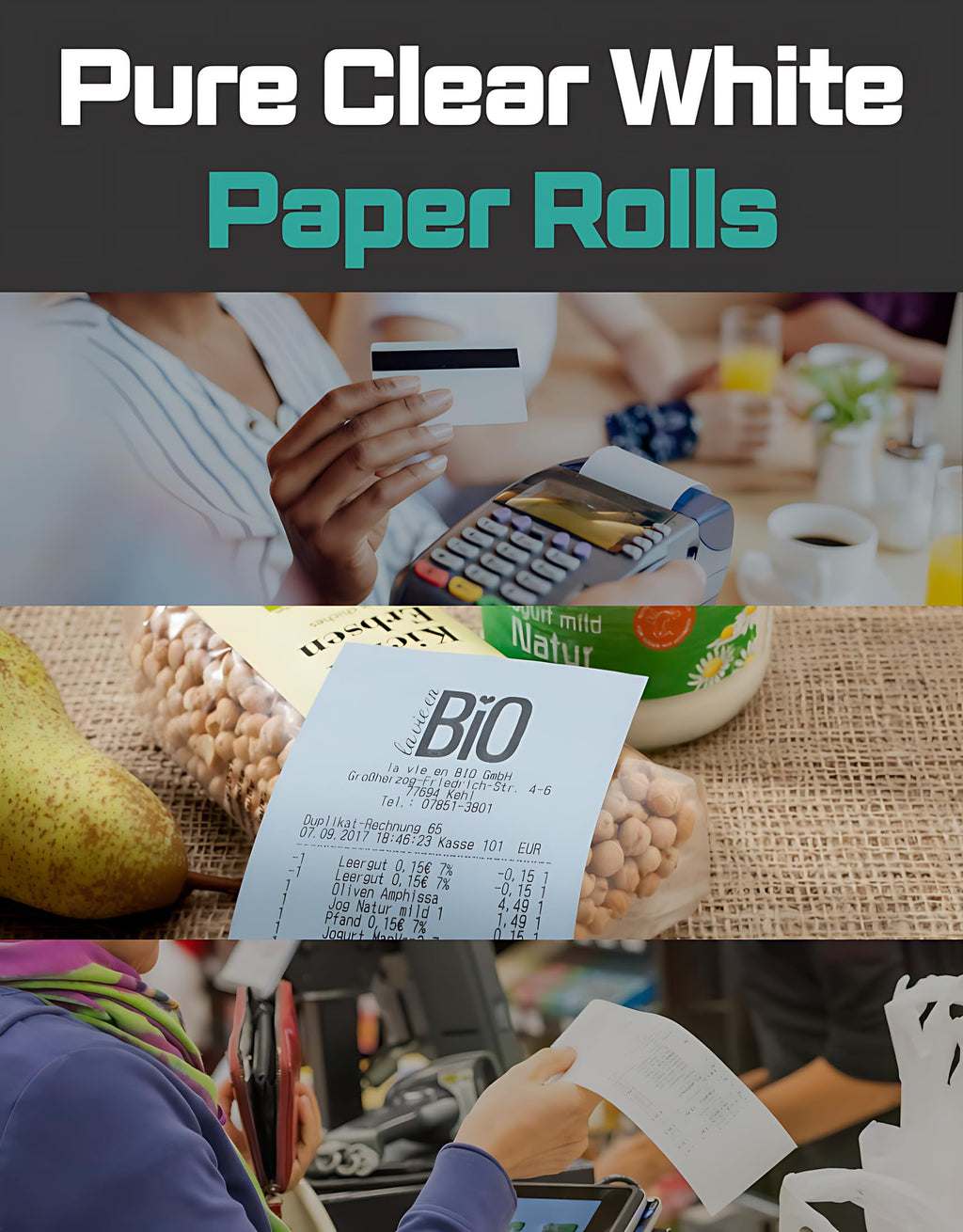 Pokanic 3" x 90' 2 Ply White Canary Carbonless Paper Rolls Kitchen Receipt Printer POS Cash Register Compatible with Clover Epson SNBC Star Sam4s Ellix Bixolon Printers