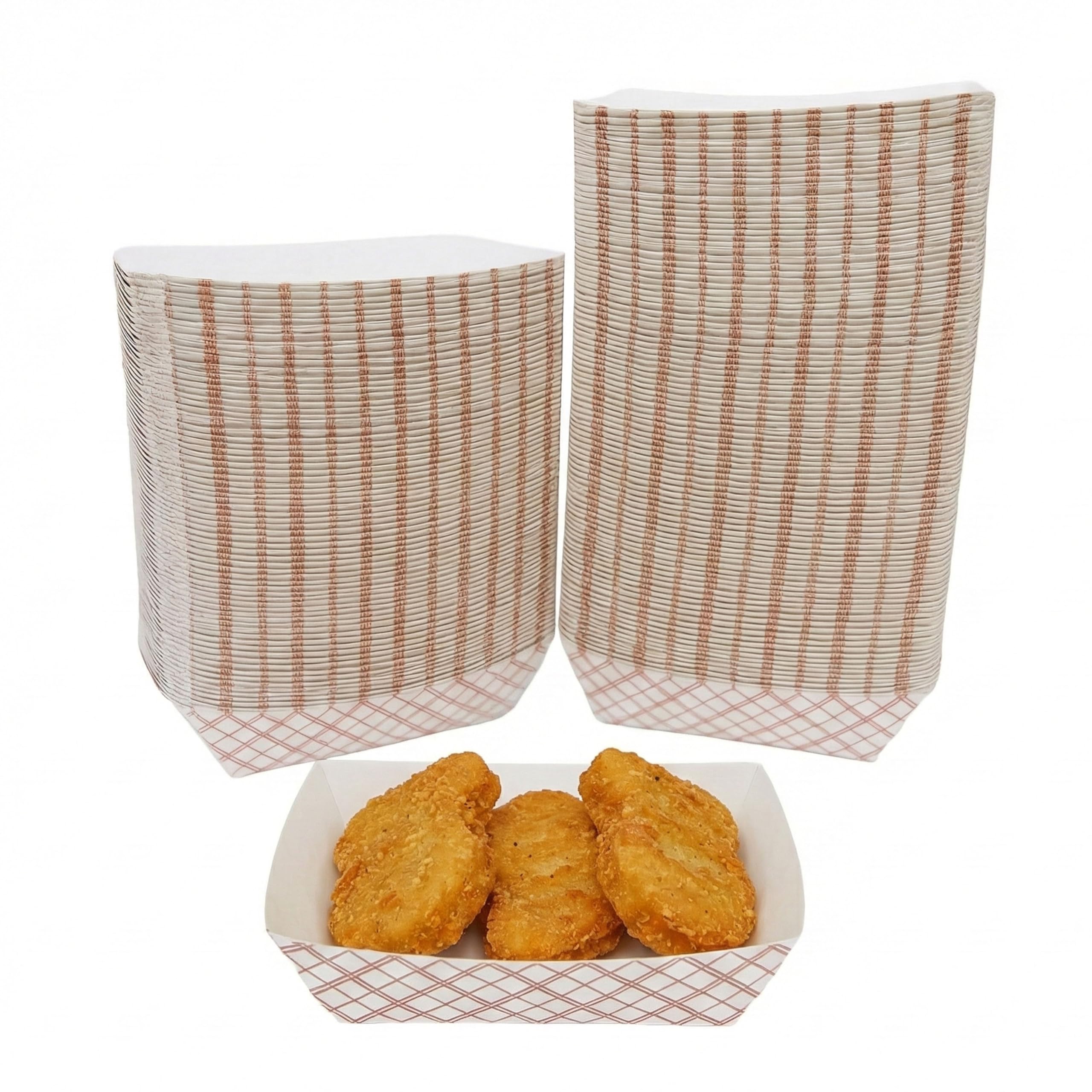 Pokanic Checkered Kraft Paper Boat Trays [ lb] x [ Pack] Disposable [ x x x] Containers Bowls Baskets Heavy-Duty Foods Snacks Hot Dogs Sandwich Burgers Popcorn Chips Tacos Nachos