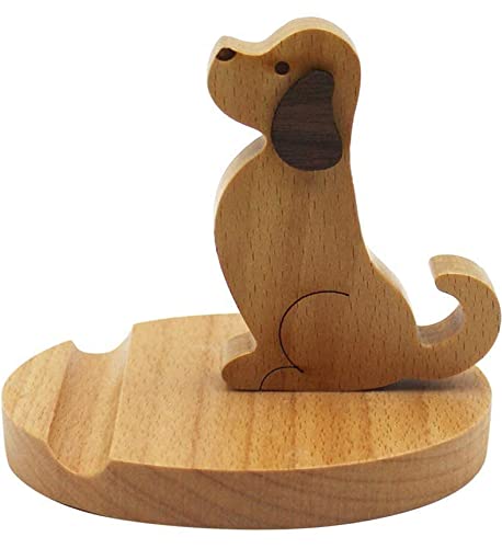 Pokanic Cell Phone Tablet Wooden Stand Dock Holder Cradle Mount Organizer Charger Station Table Desk Room Office School Kitchen Non-Slip Wood