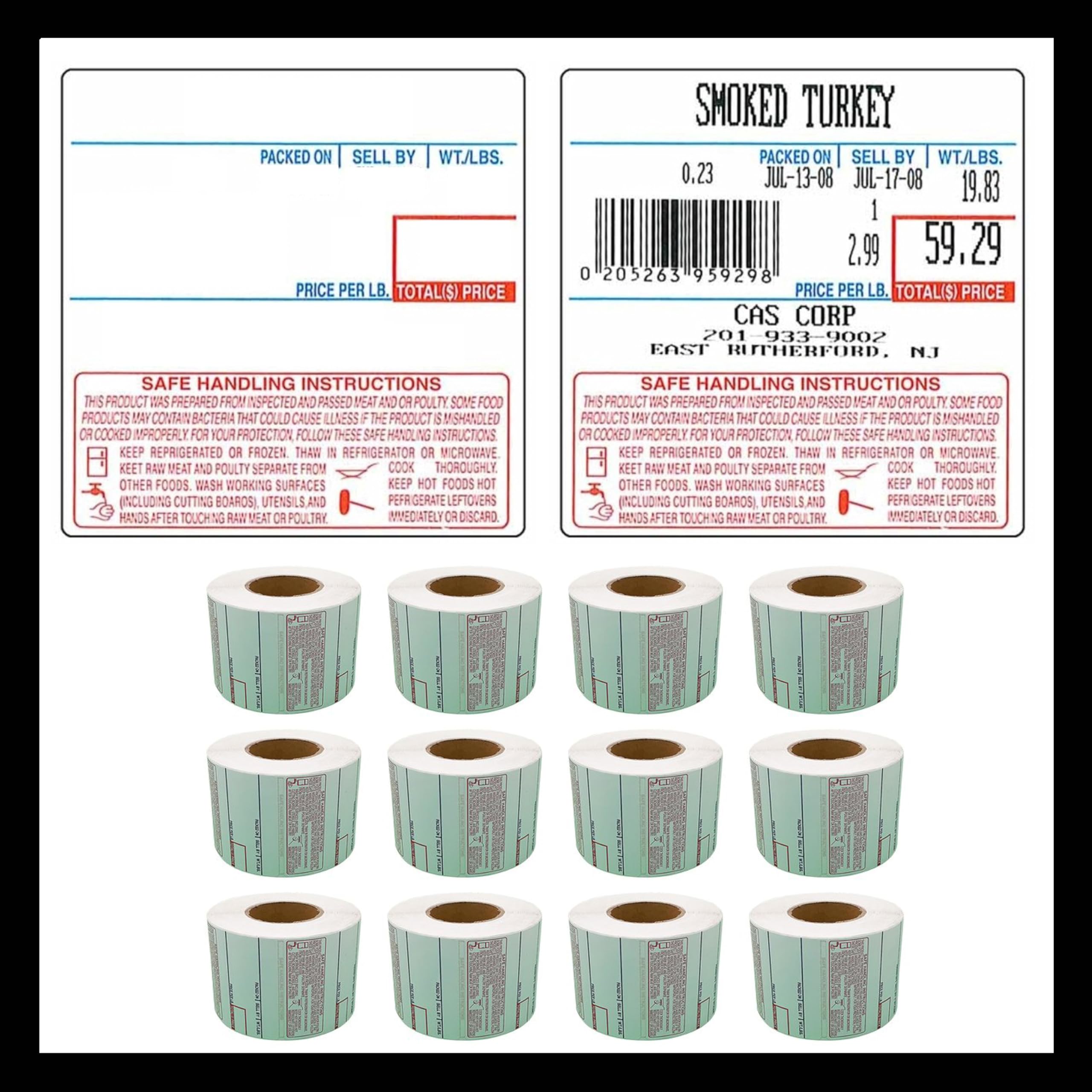 CAS Labels LST Thermal - Printer Printing Scale Compatible with CAS LP-1000 CL-5000 CL-5500 CL-7200, Easy Weigh LS-100, VisionTech DLP-300