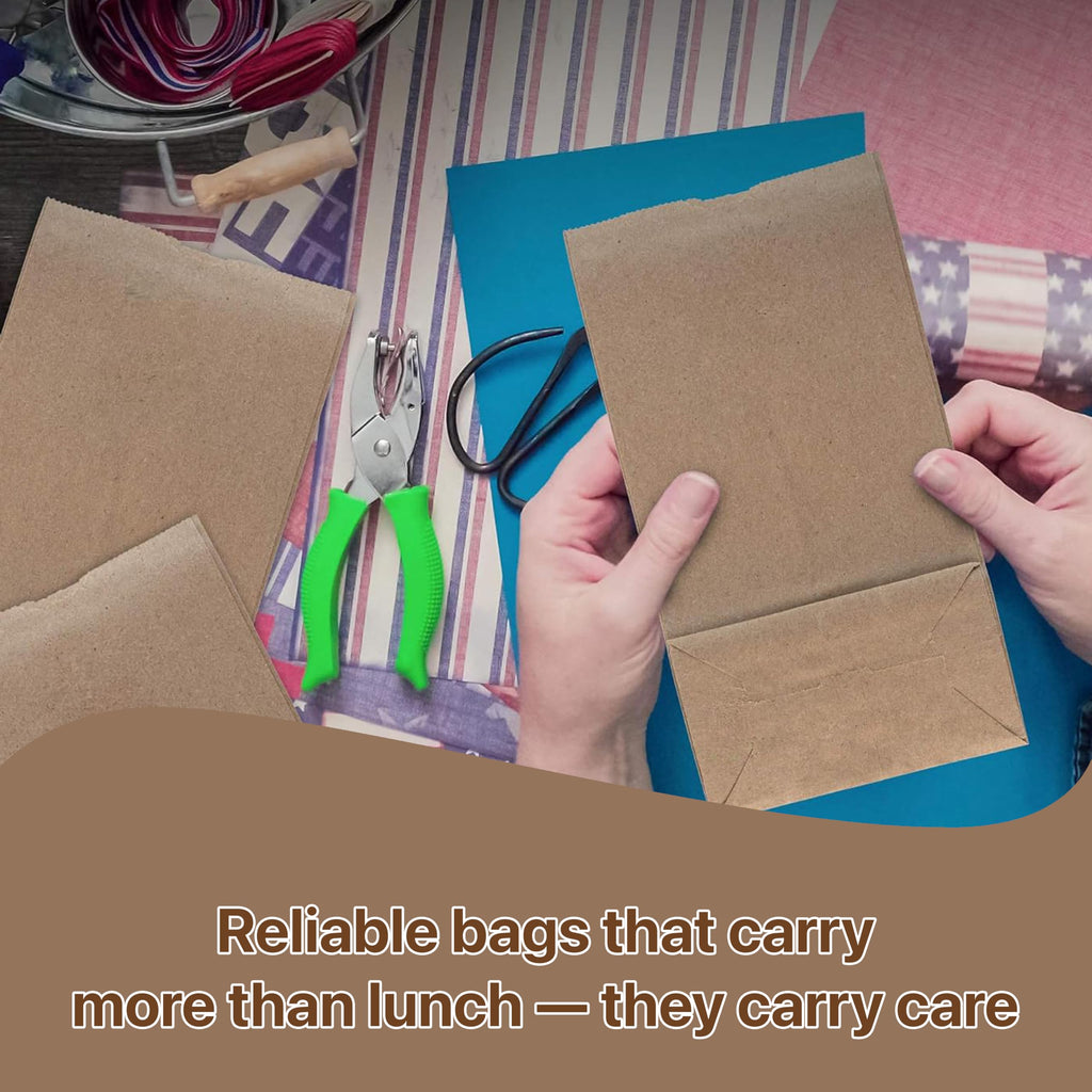 Pokanic Lunch Brown Paper Bags x 500 pcs (10 x 5 x 3 inch) Bulk Kraft 4 lb Capacity Eco Friendly Reusable Heavy DutyDisposable for Grocery Snacks Crafts Lunch Sandwich Food
