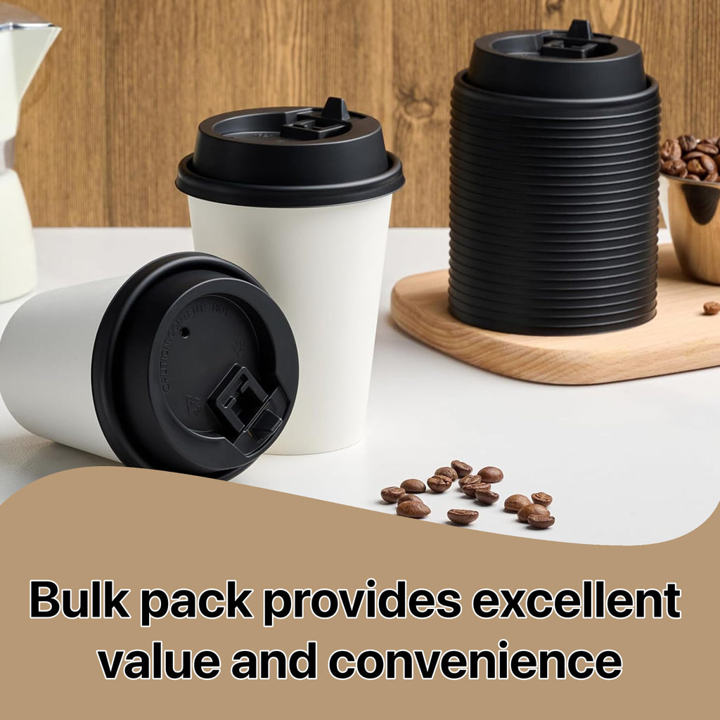 Pokanic Paper White Cups [ oz] with Lids and Sleeves x [10 Set] Disposable Hot Cold Coffee Water Beverage Drinking for School Office Home Kitchen Cafe Restaurant