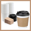 Pokanic Paper White Cups [ oz] with Lids and Sleeves x [10 Set] Disposable Hot Cold Coffee Water Beverage Drinking for School Office Home Kitchen Cafe Restaurant