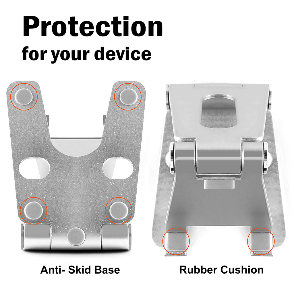 POKANIC Cell Phone Fully Foldable Stand Dock Holder Cradle Mount Organizer Charger Station Table Desk Office School Kitchen Travel Portable Adjustable Multi-Angle Aluminum Pouch