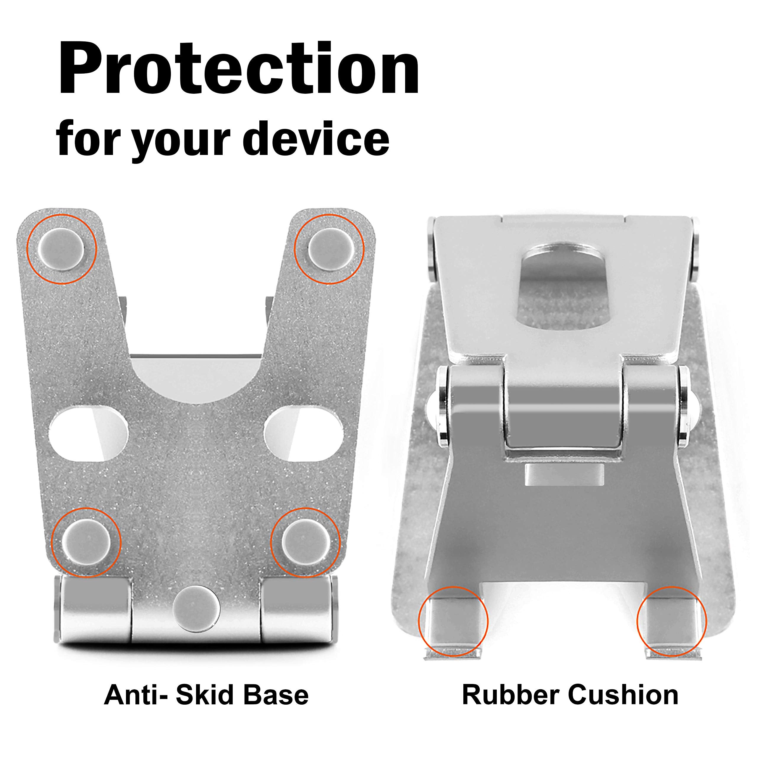 POKANIC Cell Phone Fully Foldable Stand Dock Holder Cradle Mount Organizer Charger Station Table Desk Office School Kitchen Travel Portable Adjustable Multi-Angle Aluminum Pouch