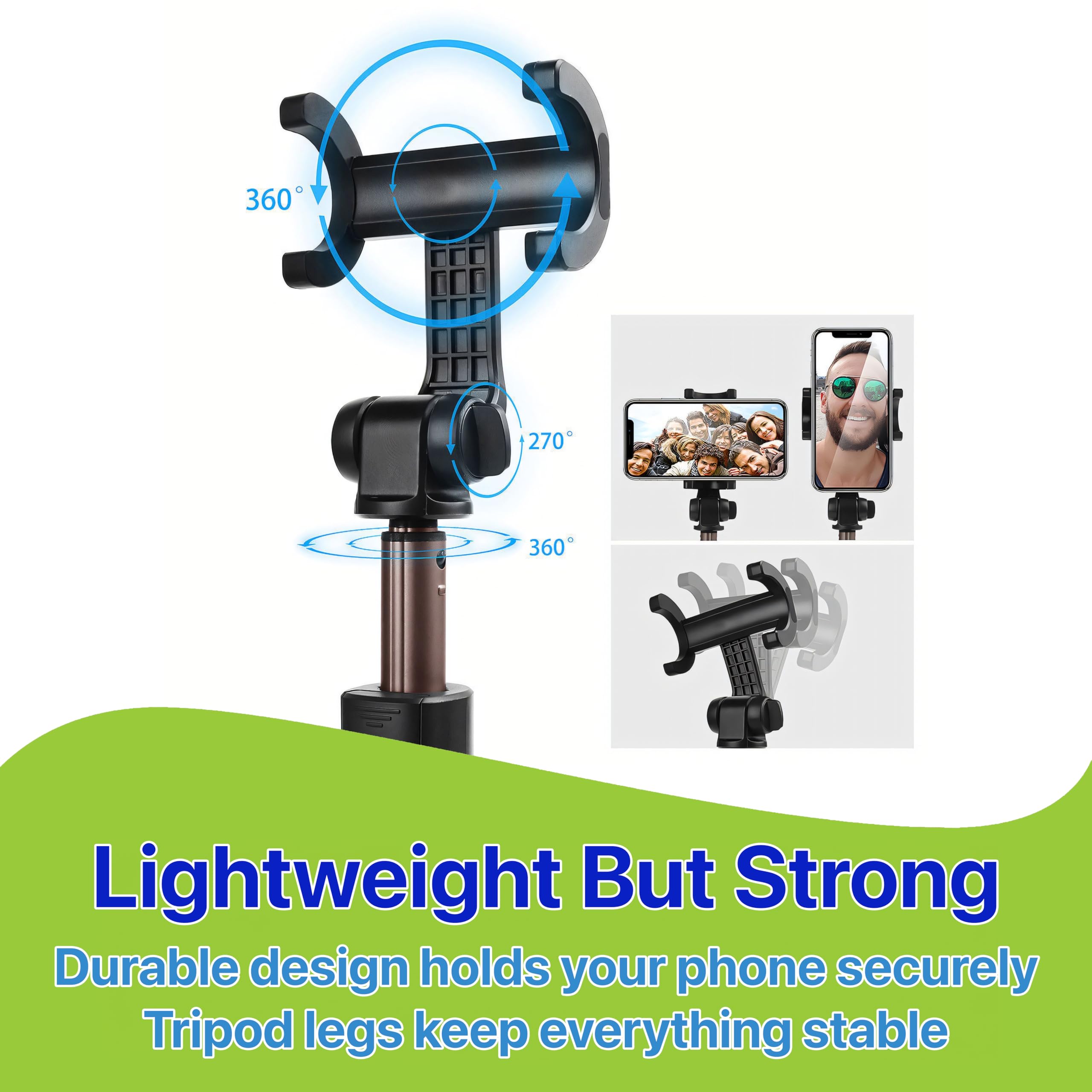 Pokanic Selfie Stick Tripod with Wireless Remote Controller Pouch Extendable Adjustable Stand Mount Light-Weight V-Log Compatible with All Apple iPhone, Samsung Galaxy