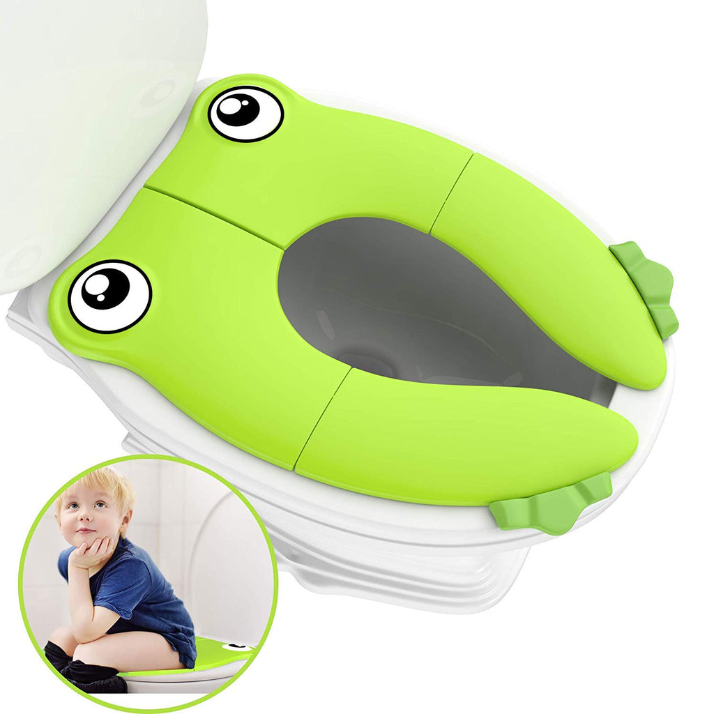 POKANIC Toilet Potty Training Seat Cover, Travel Toilet Seat, Folding Non Slip Silicone Pads, Travel Portable Reusable Kids Toddlers Boys Girls, Carry Bag