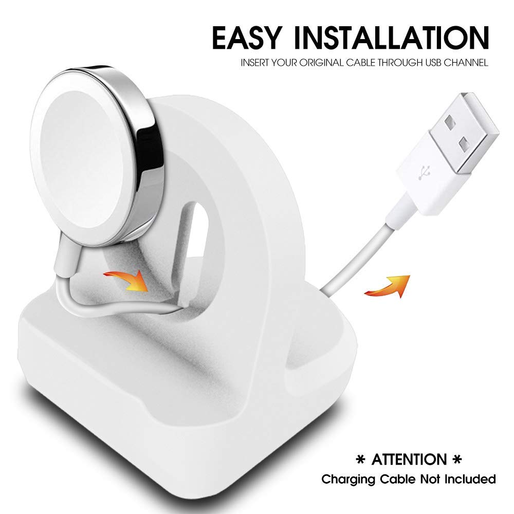 Watch Stand Compatible Apple Watch with All Series and All Models, Silicone Charging Dock with Nightstand Mode and Cable Management Slot, Portable Desk Holder for Home or Travel