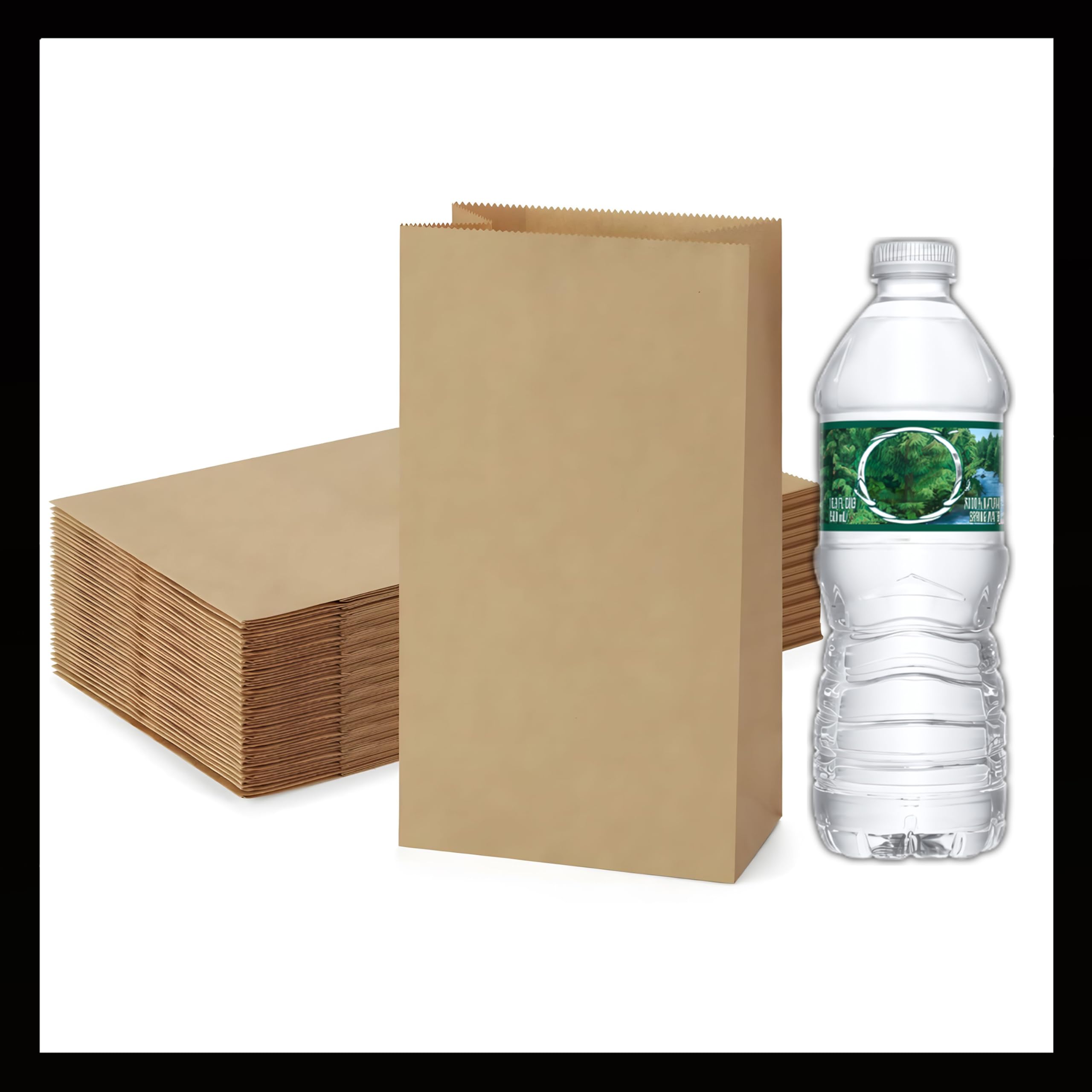 Pokanic Lunch Brown Paper Bags x 500 pcs (10 x 5 x 3 inch) Bulk Kraft 4 lb Capacity Eco Friendly Reusable Heavy DutyDisposable for Grocery Snacks Crafts Lunch Sandwich Food