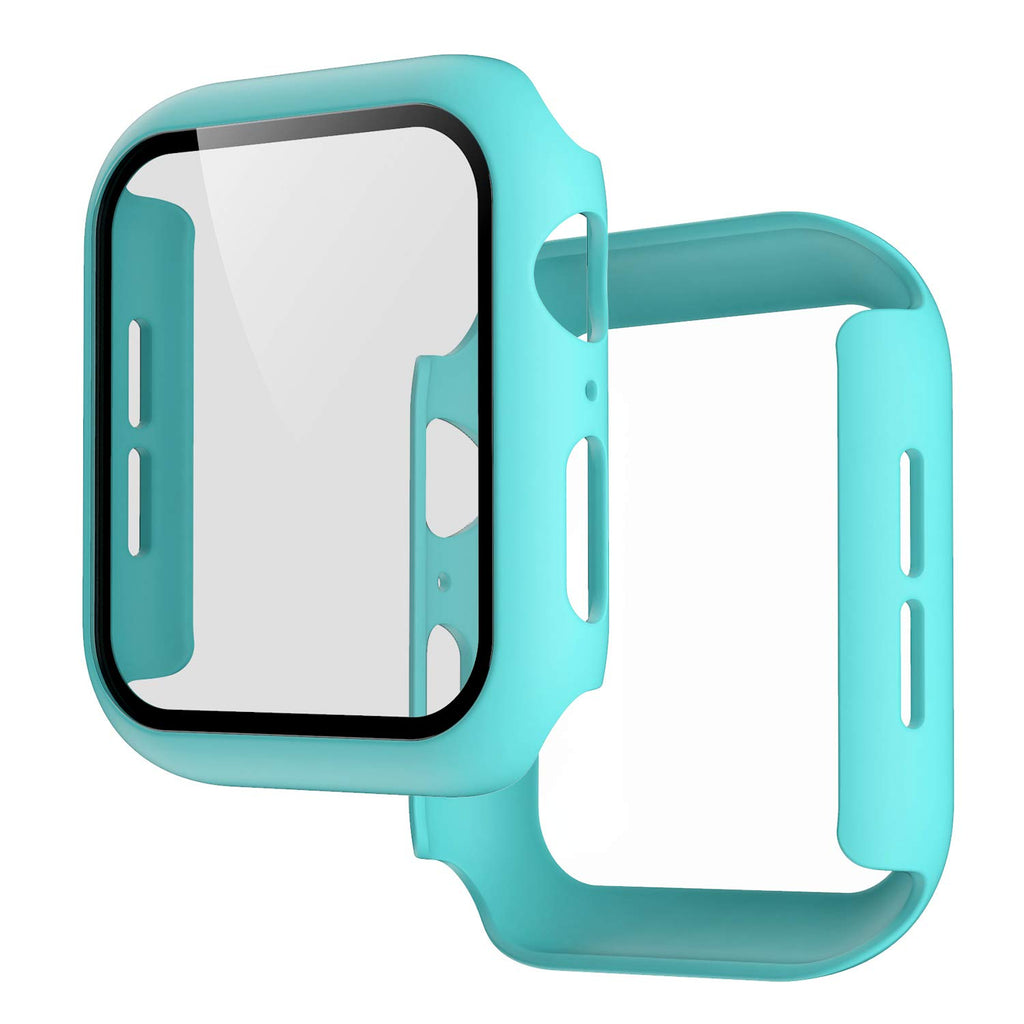 Pokanic [2 Pack Compatible with Apple Watch 9 8 7 6 5 4 3 2 1 SE Series iWatch 9H Tempered Glass Case Full Screen Protector Cover Scratch