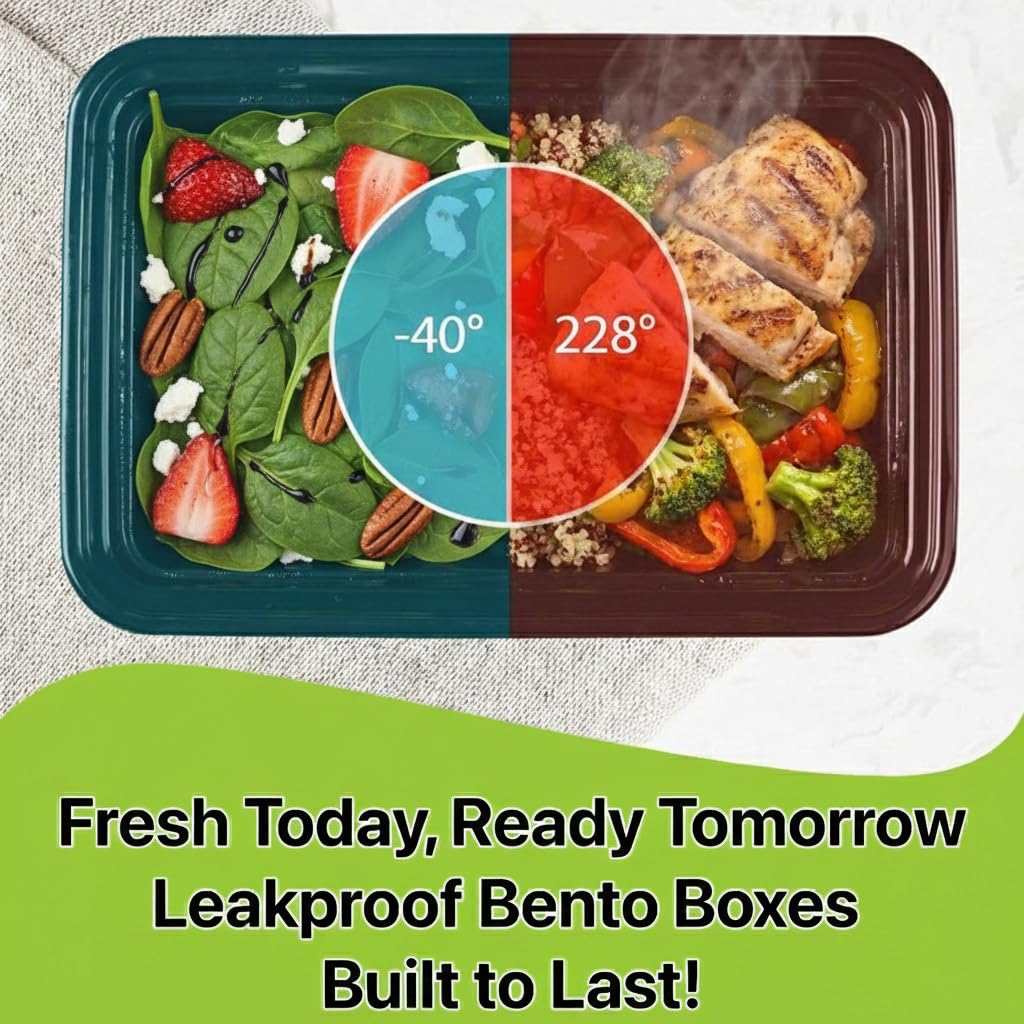 Pokanic Meal Prep Containers [ Set] oz with Lids, 1 compartment, Stackable, Reusable, Leakproof, Food Safe, Microwave, Freezer & Dishwasher Safe for Food Prep Storage Bento Box