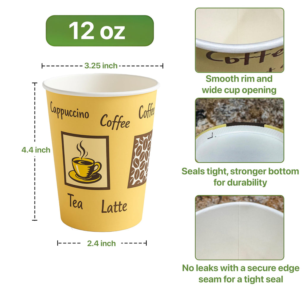 Pokanic Paper Cups oz Pack Disposable Hot Cold Beverage Drinking Coffee Water Juice Tea Party Travel Events Cafe Restaurant School Office Home Kitchen