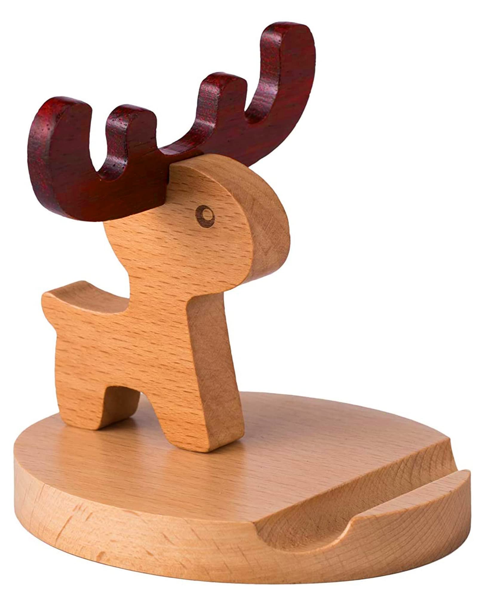 Pokanic Cell Phone Tablet Wooden Stand Dock Holder Cradle Mount Organizer Charger Station Table Desk Room Office School Kitchen Non-Slip Wood