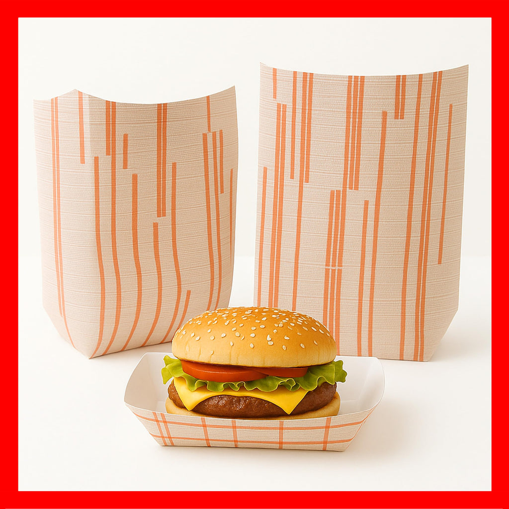 Pokanic Checkered Kraft Paper Boat Trays [3 lb] x [250 Pack] Disposable [7.5" x 6" x 2"] Containers Bowls Baskets Heavy-Duty Foods Snacks Hot Dogs Sandwich Burgers Popcorn Chips Tacos Nachos