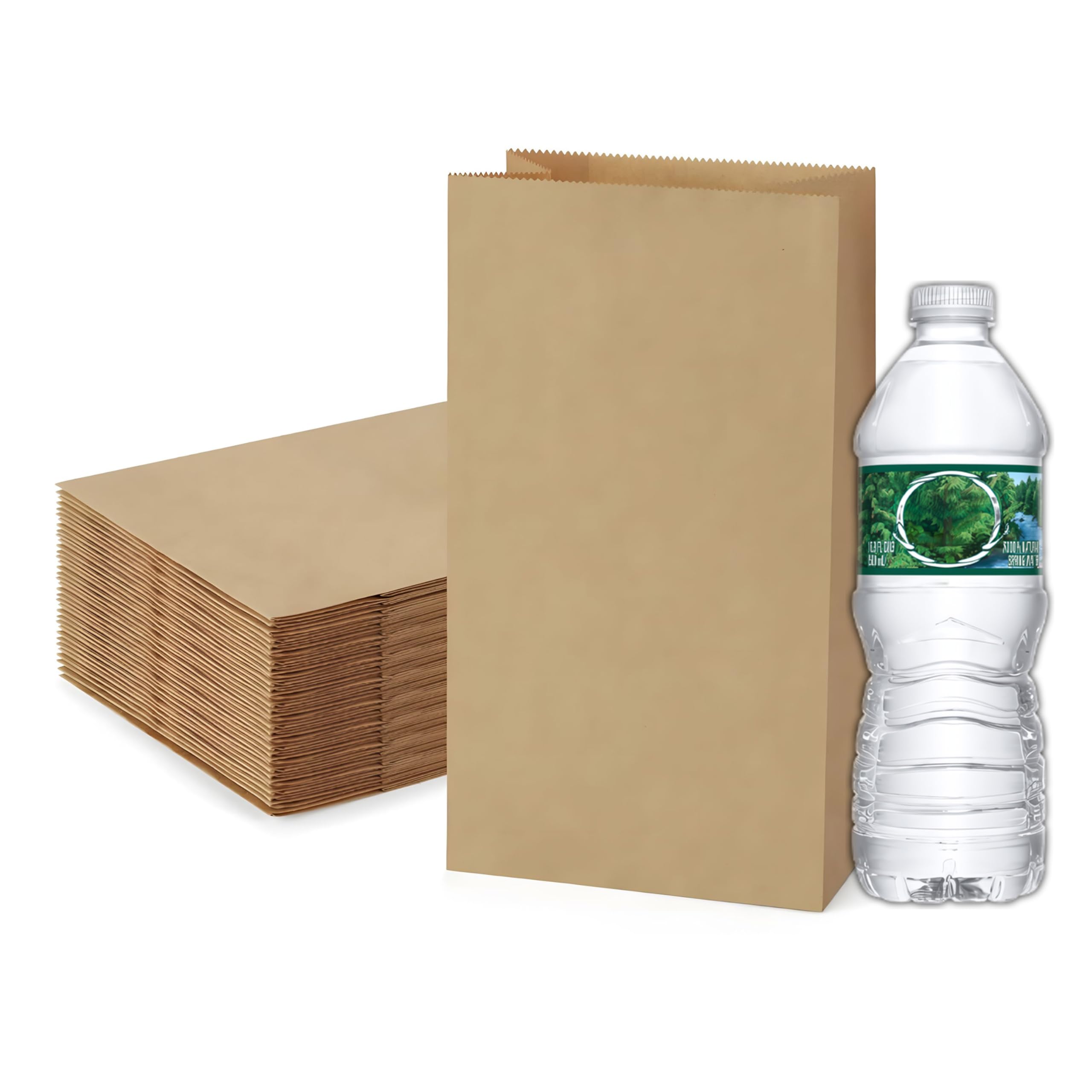 Pokanic Lunch Brown Paper Bags x 500 pcs (10 x 5 x 3 inch) Bulk Kraft 4 lb Capacity Eco Friendly Reusable Heavy DutyDisposable for Grocery Snacks Crafts Lunch Sandwich Food